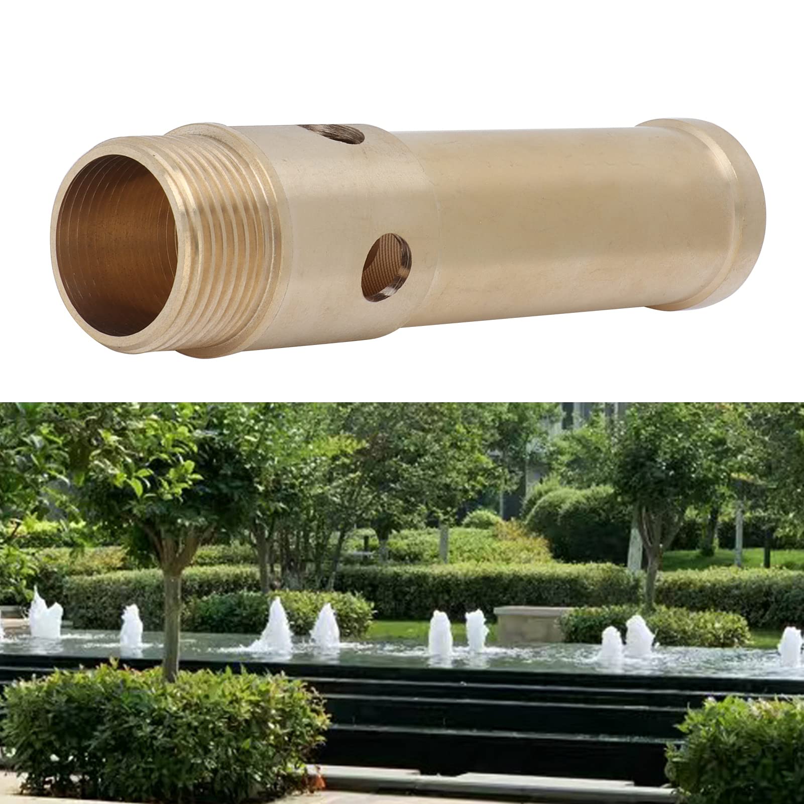 Buachois Boquilla De Fuente Burbujeante, 1 Pulgada 32 Mm/1.5 Pulgada 46 Mm Rosca Macho Cobre Ornamental Agua Espuma Estanque Aspersor Boquilla De Rociado para Jardín Parques Paisaje(1.5in 46mm)