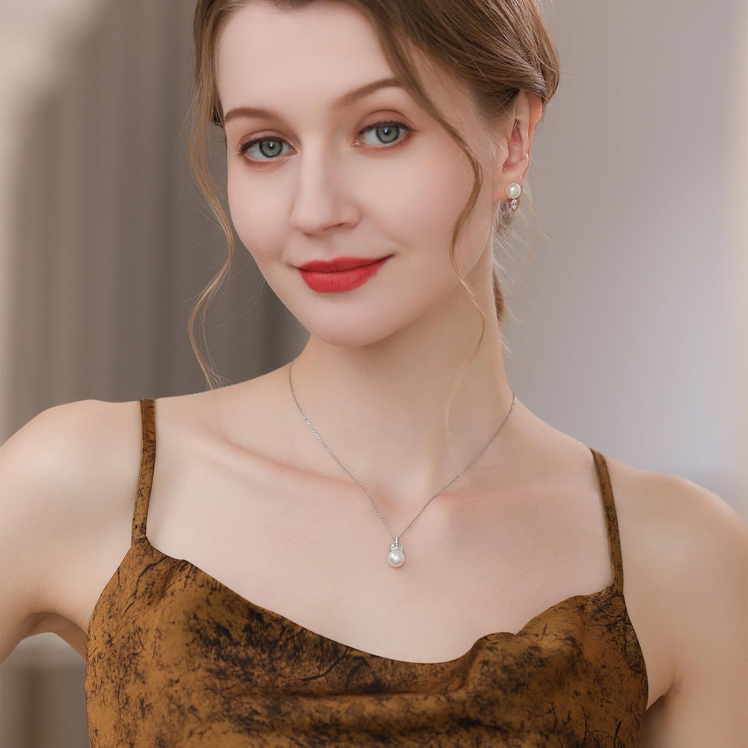 Pearl Pendant Necklace Elegant Jewelry Gift for Wife Mom Girlfriend Her Women June Birthstone for Christmas Anniversary Birthday - Image 4