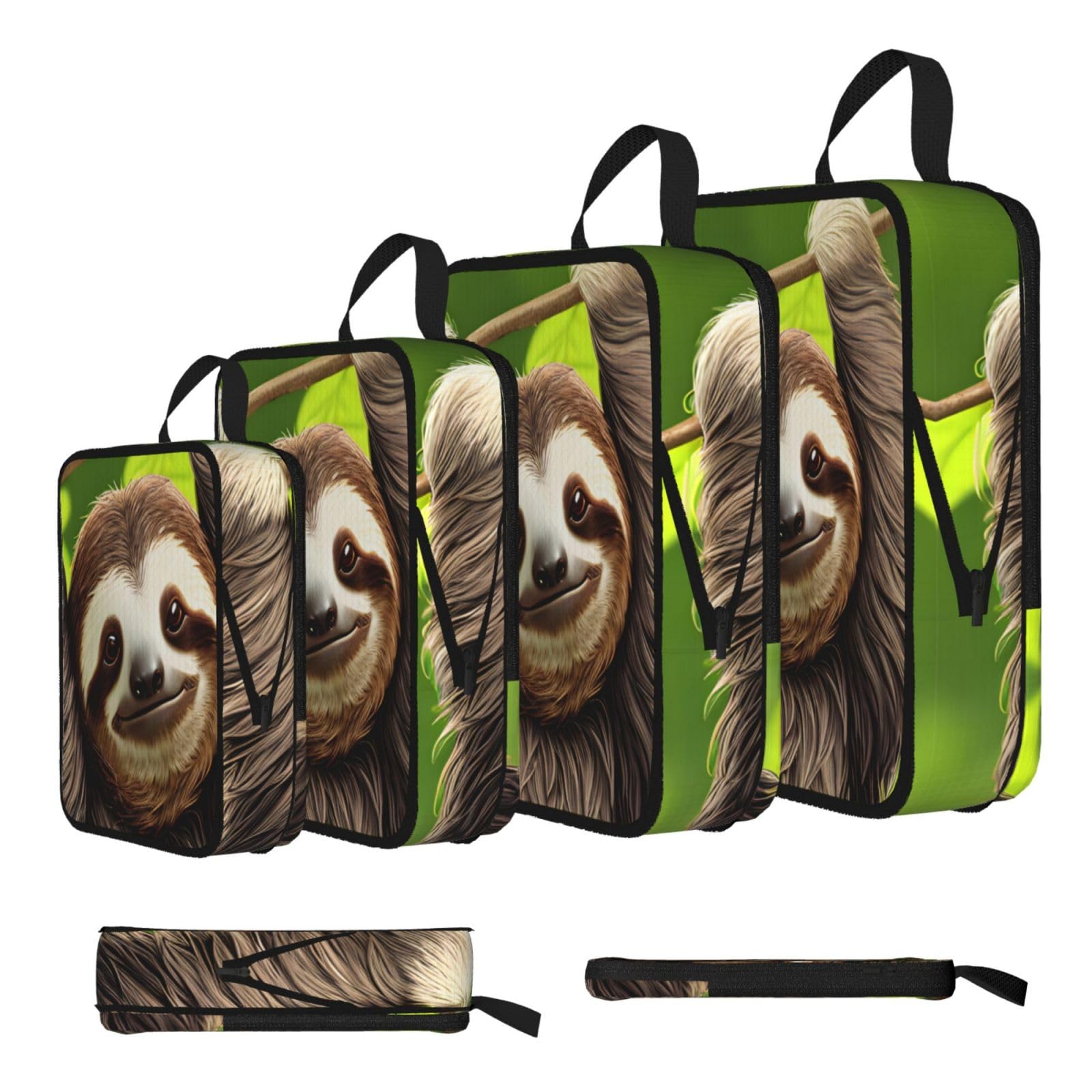 Sxzvvbn Black Cute Sloth Compression Packing Cubes 4 Piece Set