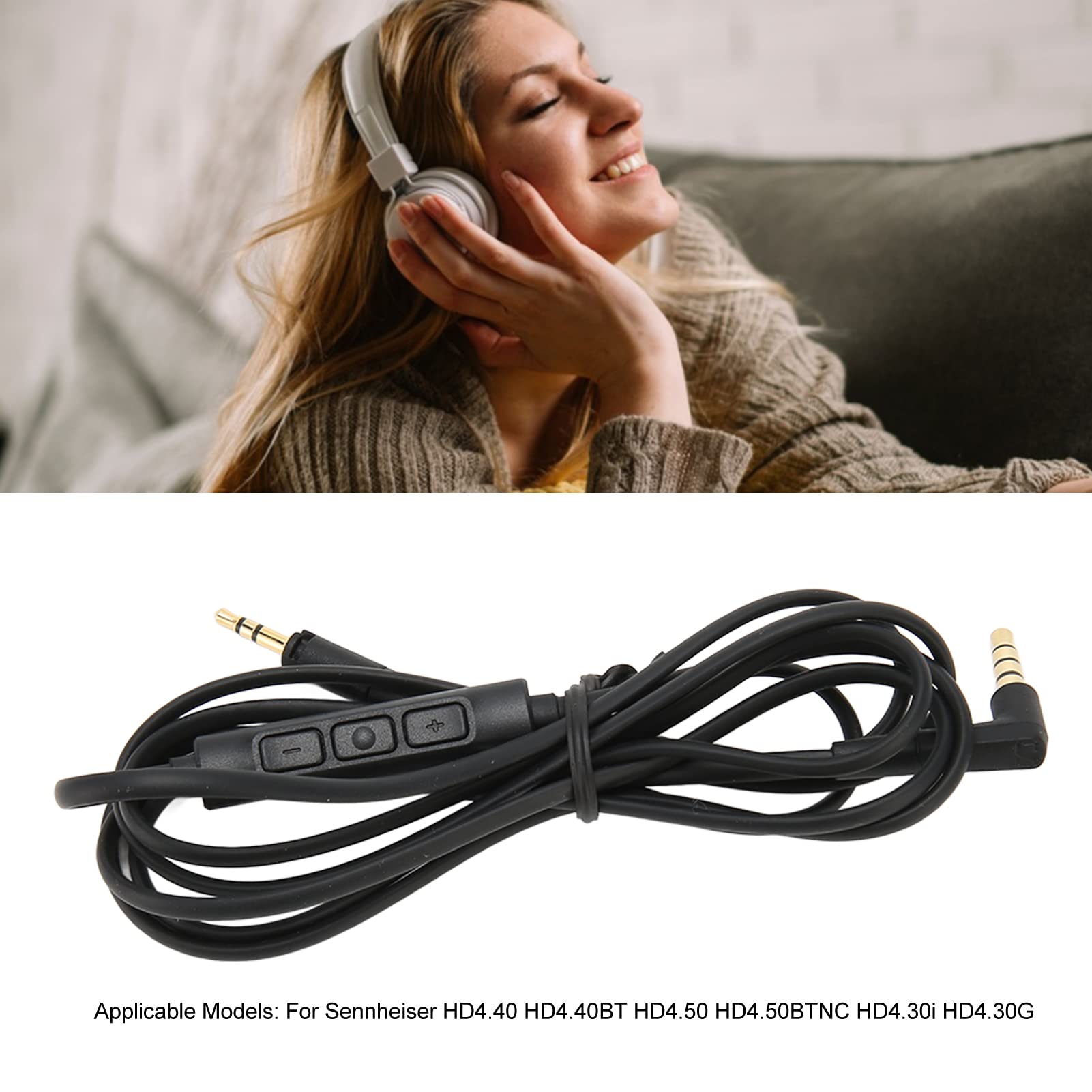 Ersatz Kopfhörerkabel mit Inline Mikrofon Fernbedienung für die Lautstärkeregelung für HD4.40, HD4.40BT, HD4.50, HD4.50BTNC, HD4.30i, HD4.30G Kopfhörer.