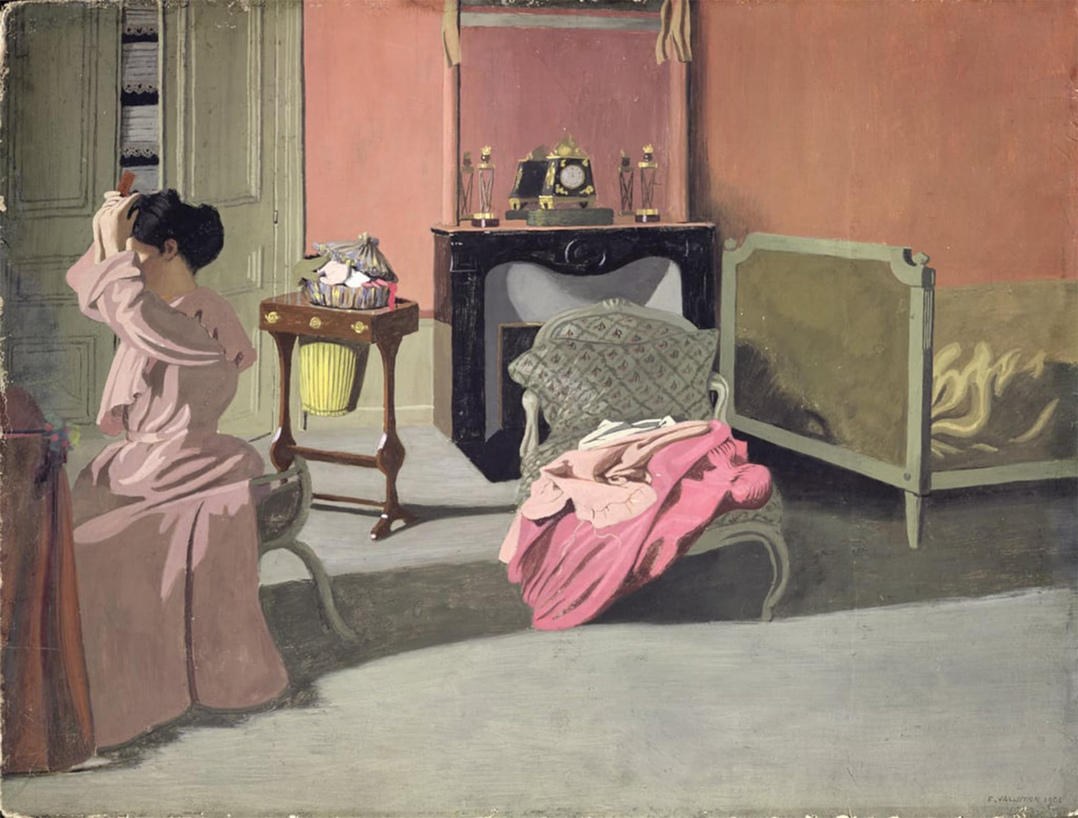 SERENDIPITP Retro Picture Poster Wall Art Pictures Painting Woman doing her hair by Felix Edouard Vallotton Wall Art Canvas Print for Wall Decor 60x90cm