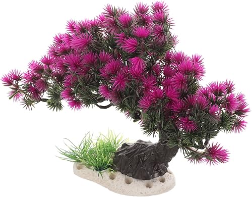 POPETPOP Árbol de pecera Plantas de acuario Plantas de plástico artificial Acuario Flor de cerezo Árbol Goldfish Goldfish Betta Fish Tank ations