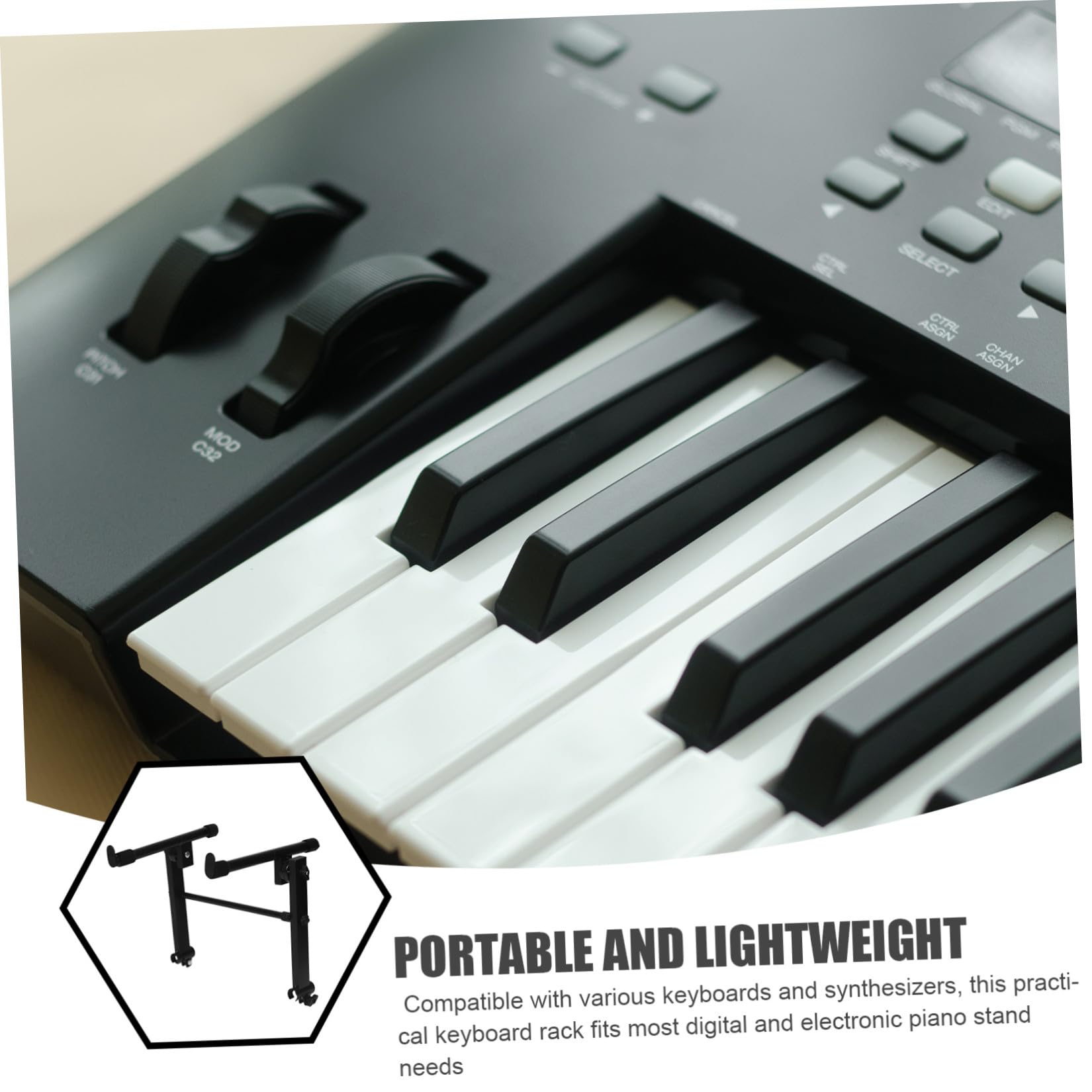 Soporte Portátil de Metal para Piano Digital y Teclados, Diseño Ergonómico con Estructura de Dos Tubos, Ideal para Artistas Profesionales en Conciertos