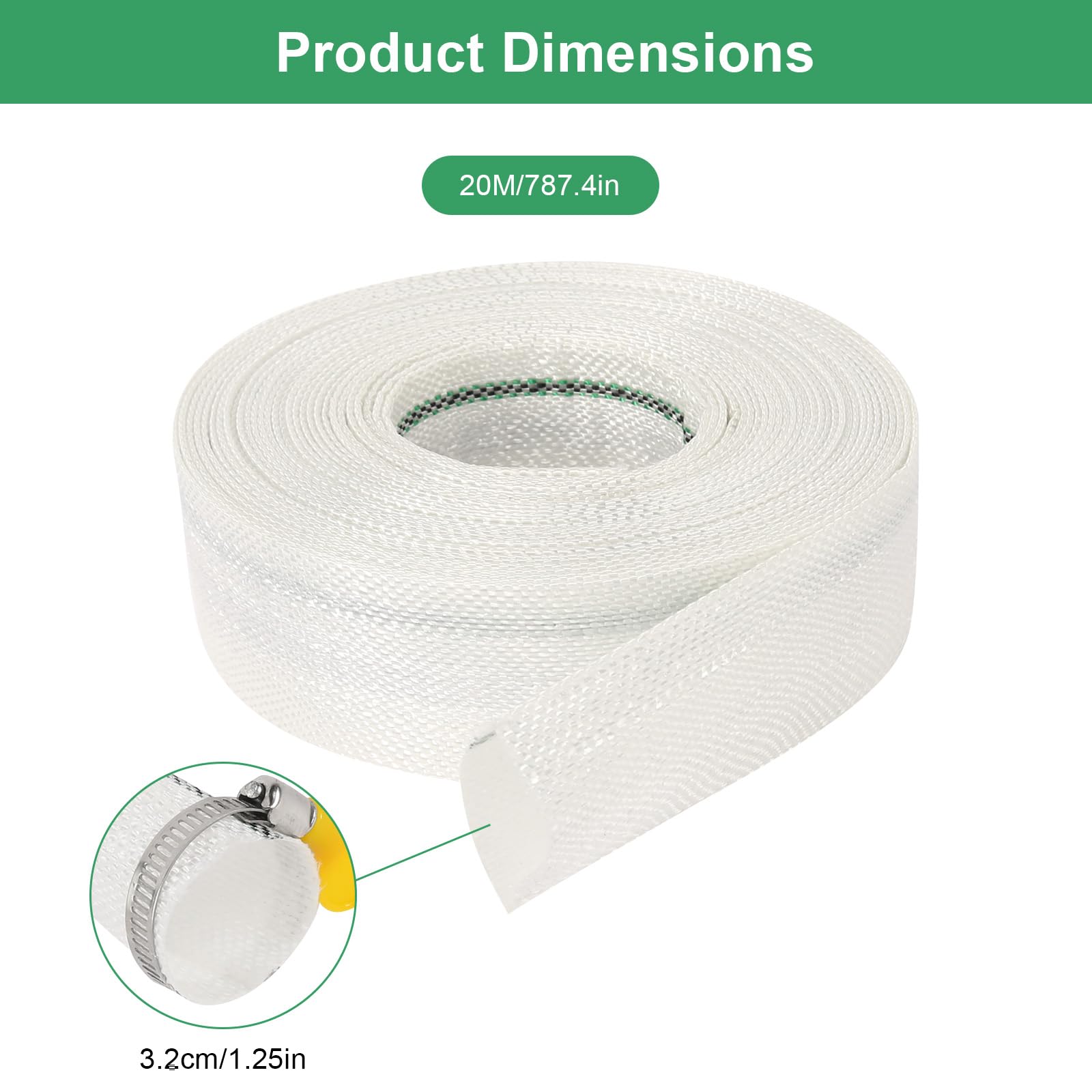 Tubo di scarico, 20 m x 32 mm, tubo di scarico industriale, tubo di irrigazione con 2 clip per immersioni, piscine, irrigazione giardino