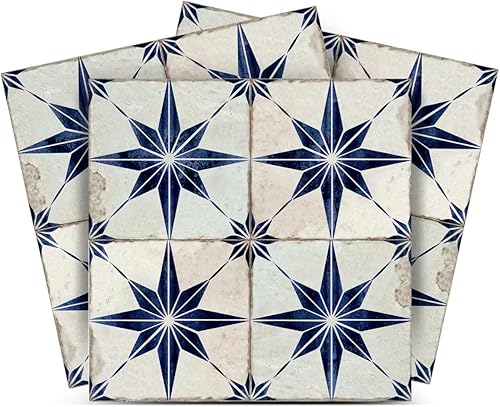 Azulejos autoadhesivos para azulejos de piso, papel tapiz vintage para despegar y pegar (4 x 4 pulgadas, arándano)