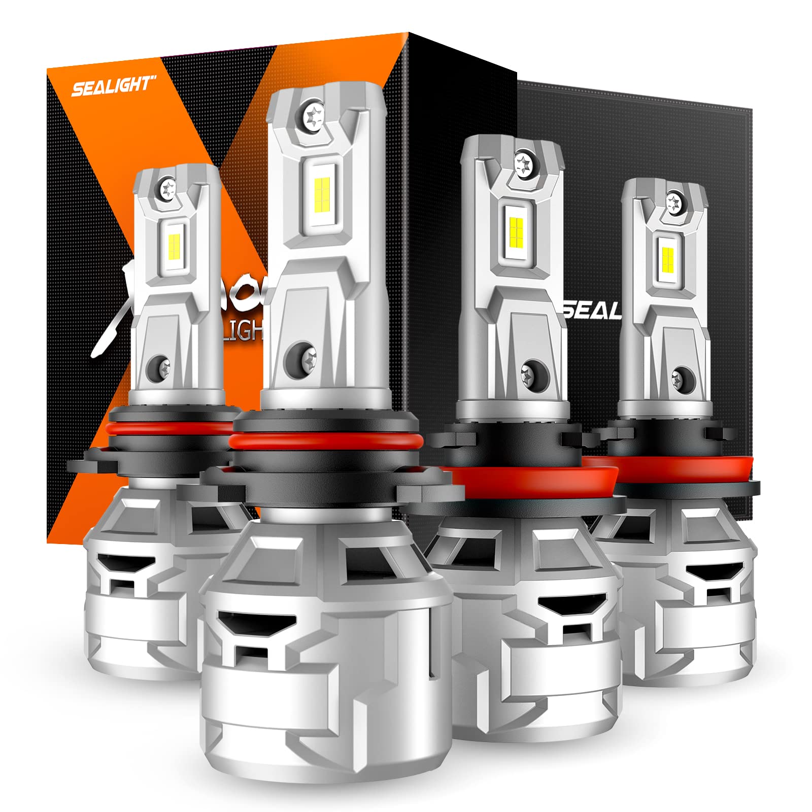 SEALIGHT H11/H9/H8 9005/HB3 LED Headlight Bulbs, 56000 Lumens 80W 6500K Cool White LED Lights High and Low Beam, 7 Years Lifespan X5 Upgrade Temperature Control and Adjustable Light Shape - Pack of 4