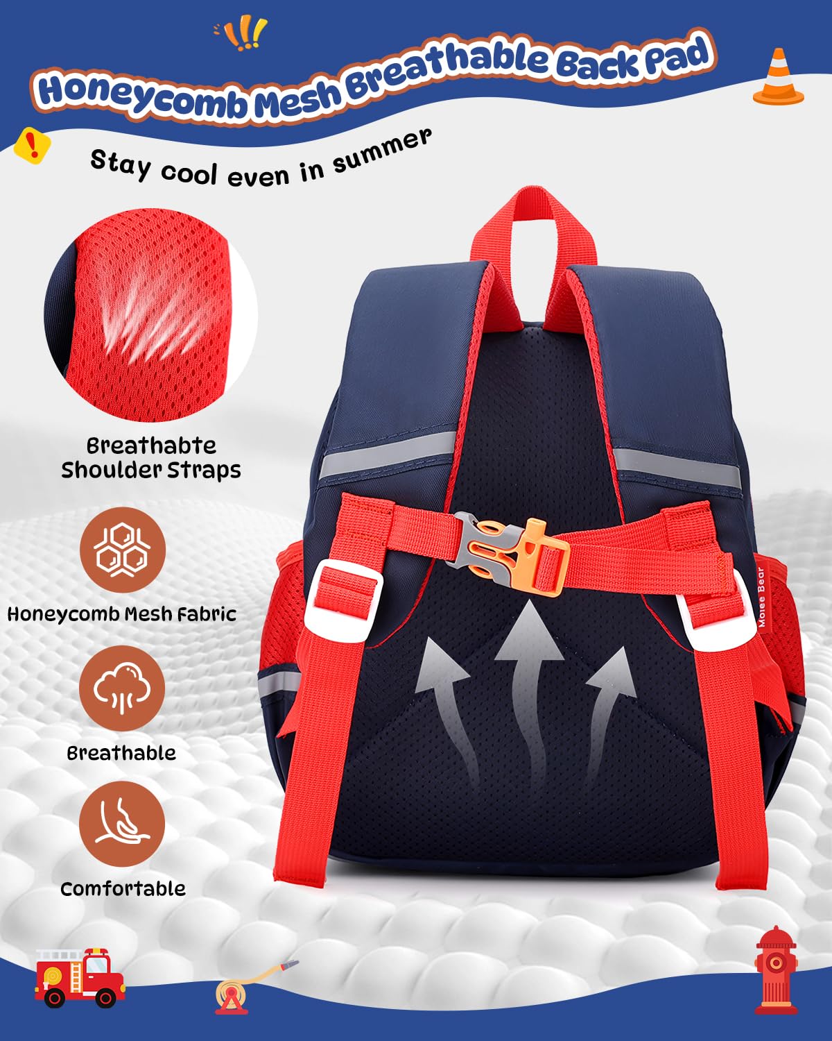 PROTAURI Sac à Dos Enfant Garçons avec Bretelles de Poitrine, Cartable Maternelle Réfléchissant 360° Imperméable et Léger, Sac Enfant Maternelle Passend für DIN A4 2-6 Jahre, 10.6L, Bleu Marine | Avec sangle de poitrine réfléchissante, imperméable, légère