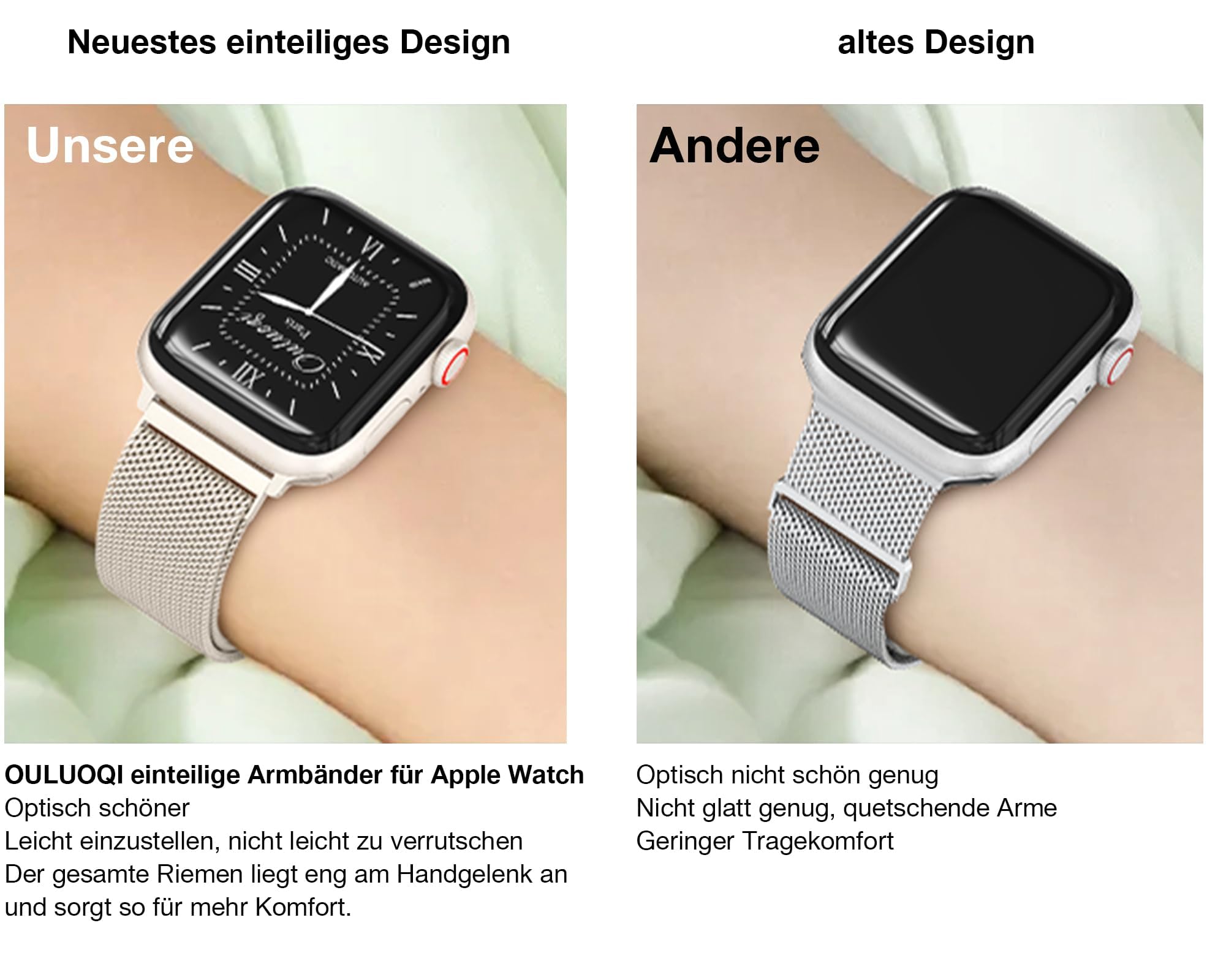 OULUOQI Cinturino di ricambio compatibile con cinturino Apple Watch 41mm 40mm 38mm 46mm 45mm 44mm 42mm 49mm, bracciali milanesi in acciaio inossidabile per iWatch serie 10 9 8 SE 7 6 5 4 3 2 1 Ultra 2