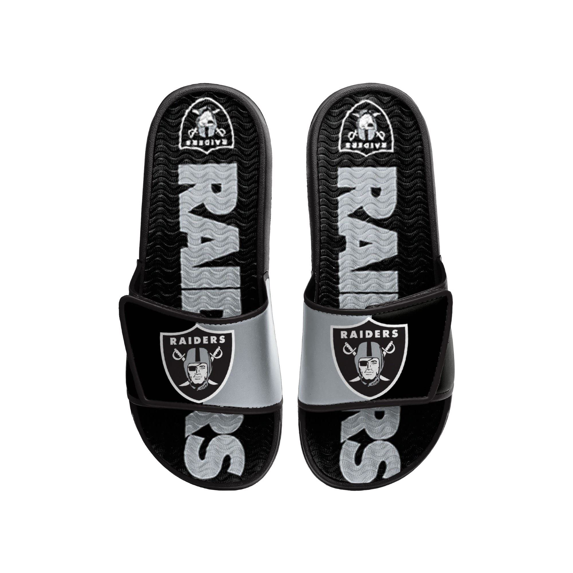 FOCO Las Vegas Raiders NFL Colorblock Big Logo Gel Slide Black White Badelatschen Hausschuhe