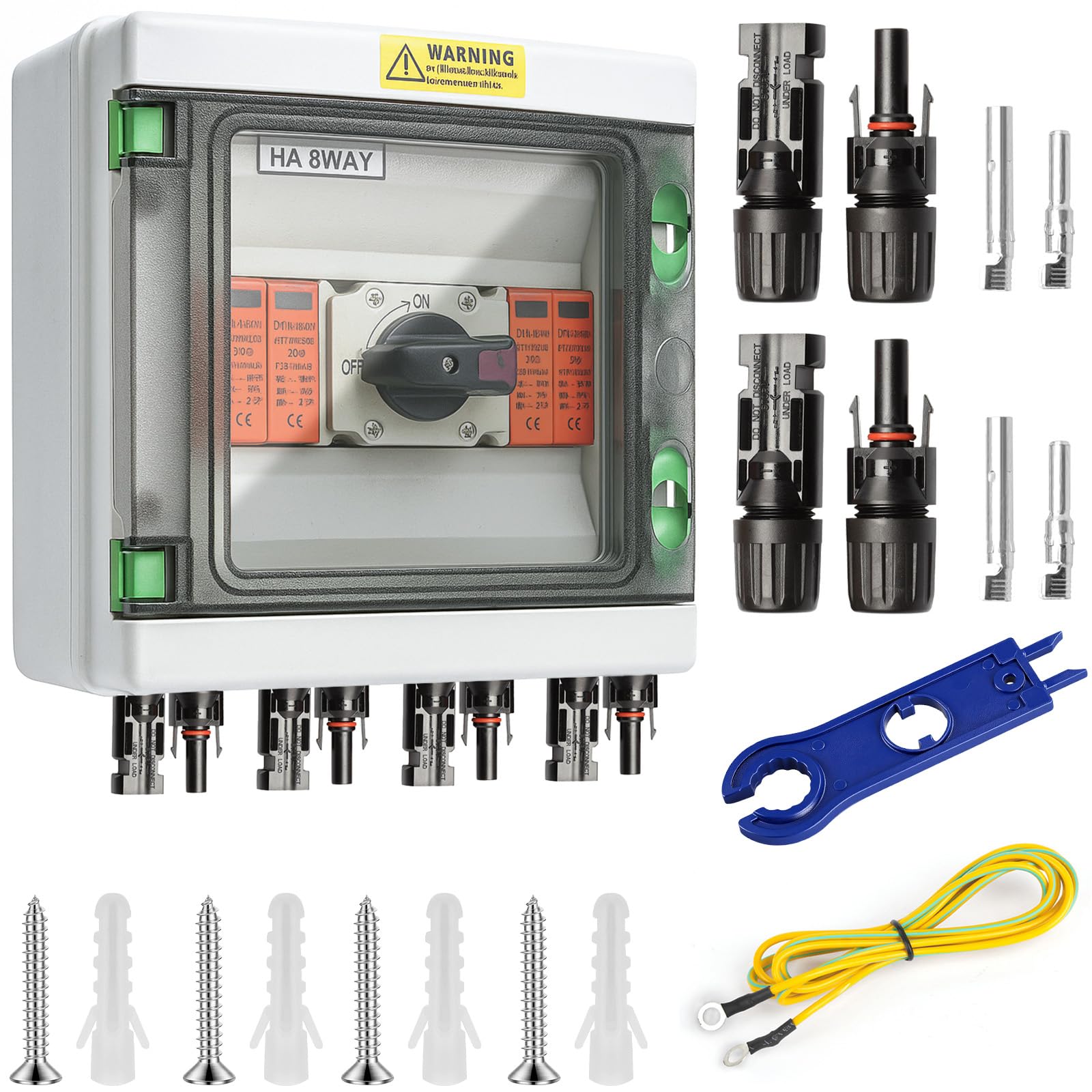 Überspannungsschutz PV DC 1000V 32A - Solar Anschlusskasten, Trennschalter Blitzschutz, 2 String (2 In 2 Out) Mit IP65 Solar PV Anschlusskasten Für PV Anlage Komplettset