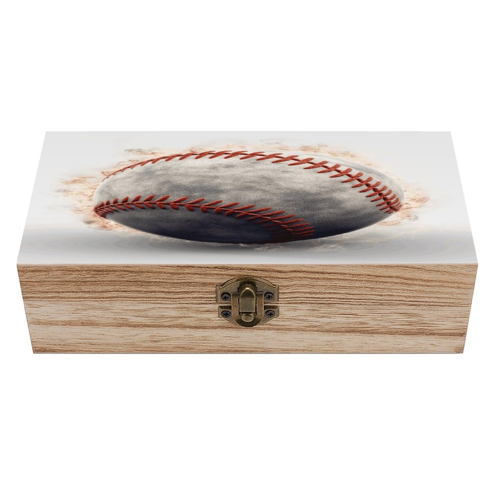 JTREHY Baseball Wooden Storage Box Exquisite Durable Wood Gift Case Sturdy Vintage Jewelry Wooden Chest for Art Hobbies Storage Keepsake Gift
