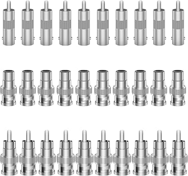BNC to RCA Adapter Connectors Kit - BNC Female to RCA Male, BNC Male to RCA Female, BNC Male to RCA Male Jack Coaxial Coax Adapter Kit Coupler for CCTV Security Camera Surveillance Video