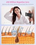 Foldable Portable Ionic Hair Dryer 1600W - Compact Mini Blow Dryer with Diffuser, Concentrator & Comb Nozzle, Intelligent Temperature Control, Low Noise for Home/Salon/Travel