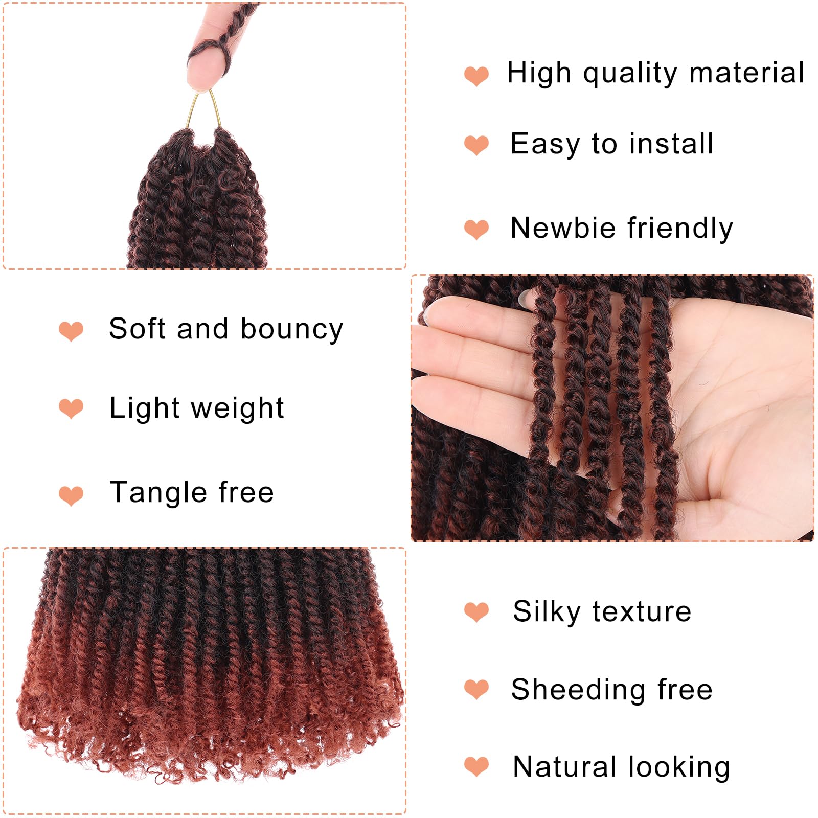 Mscat 12 Inch 9Packs Micro Twist Crochet Hair Bob Crochet Braids Pre looped Ombre Red Mini Passion Twist Mini Senegalese Twist Crochet Hair Micro Braids Crochet Hair Extensions T350# - Image 3