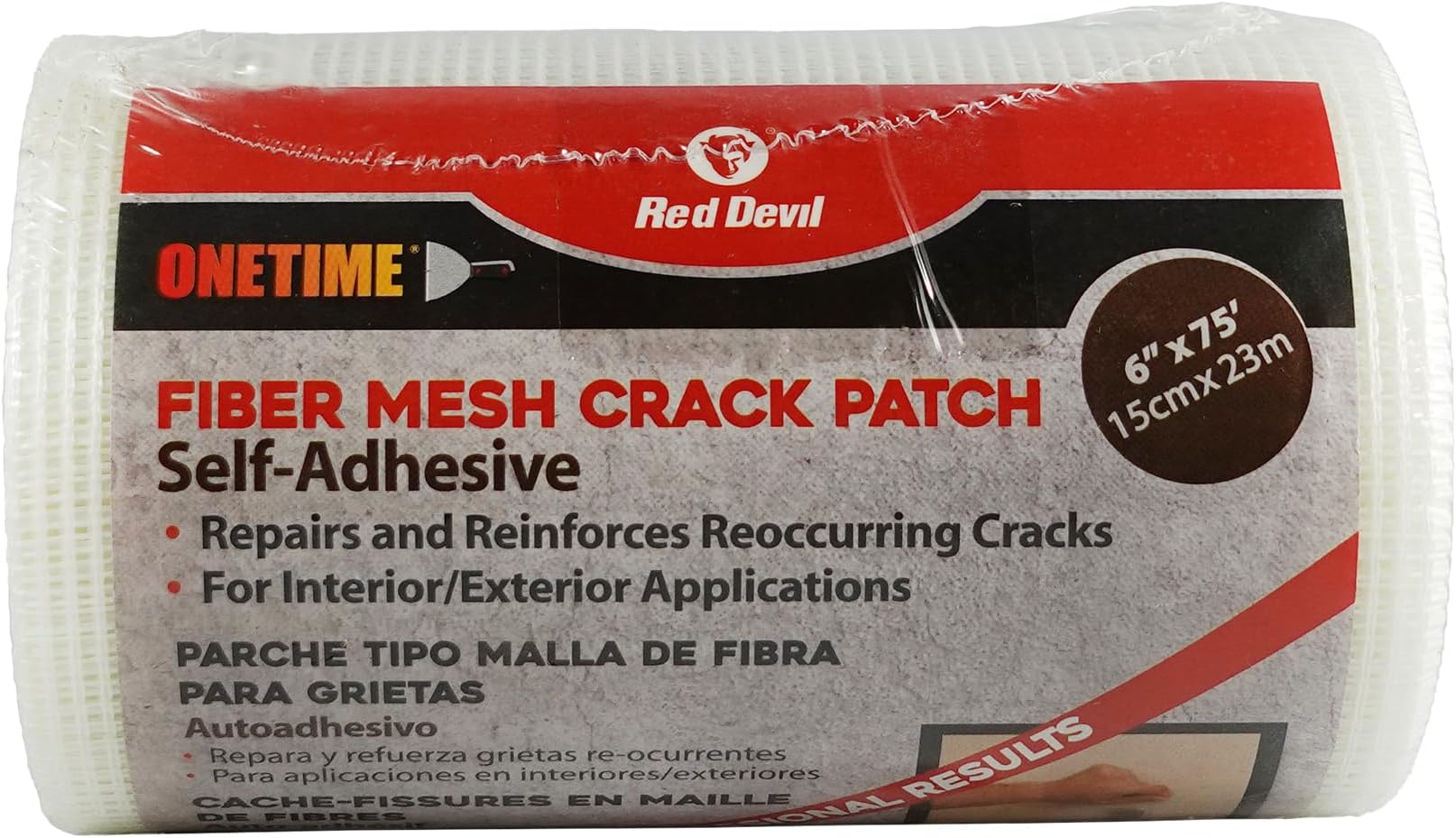 Red Devil 1226 Onetime Fiber Mesh Patch 6" x 75' Wall Repair Fabric, 1-Pack, White