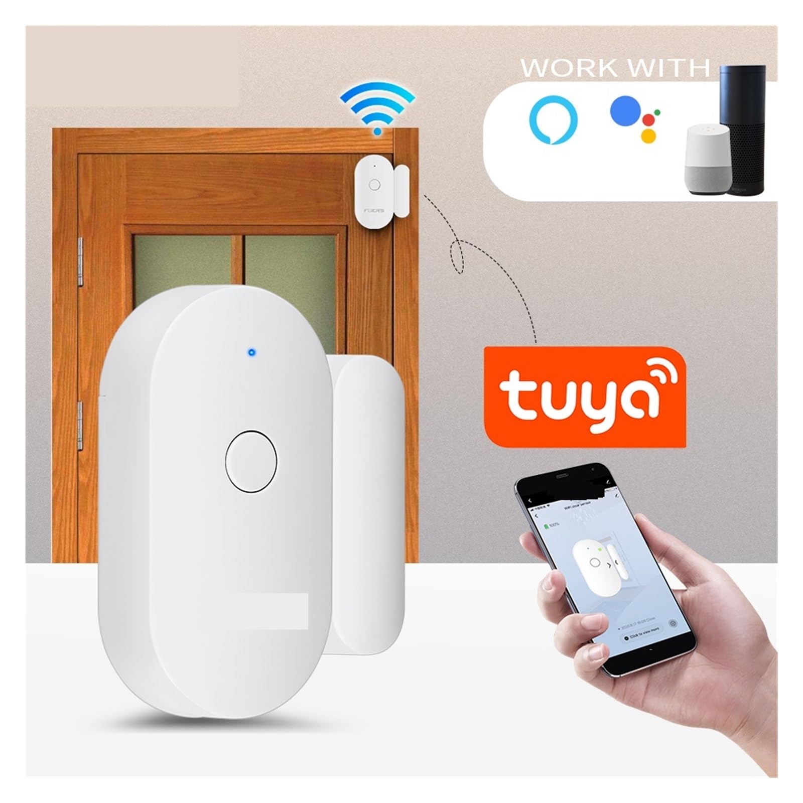 Tuya Smart en casa Sensor de puerta detectores de apertura de puerta sis-tema de alarma de protección de seguridad alerta de seguridad for el hogar alarma de seguridad(6 door sensors)