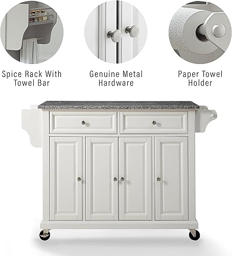 Vista 3 de Crosley Furniture isla de cocina con ruedas, Madera, Blanco