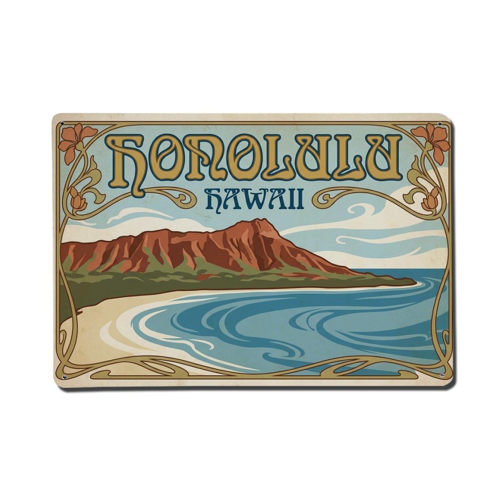 Xanthor Style Retro Travel Usa Honolulu Metal Tin Sign