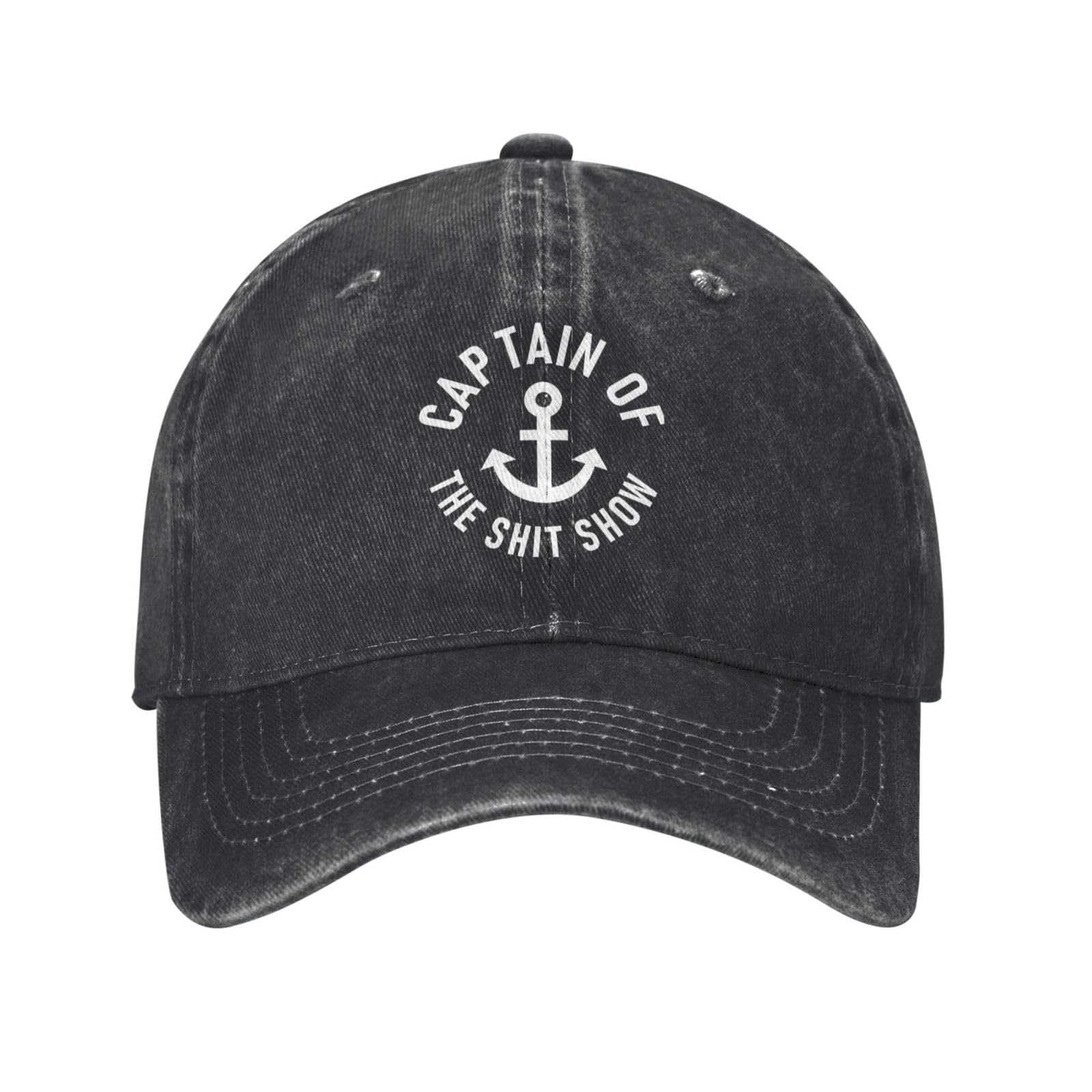 HLBSDM Captain of The Shit Show Hats Funny Dad Hat Adjustable Vintage for Men Women Baseball Cap Black