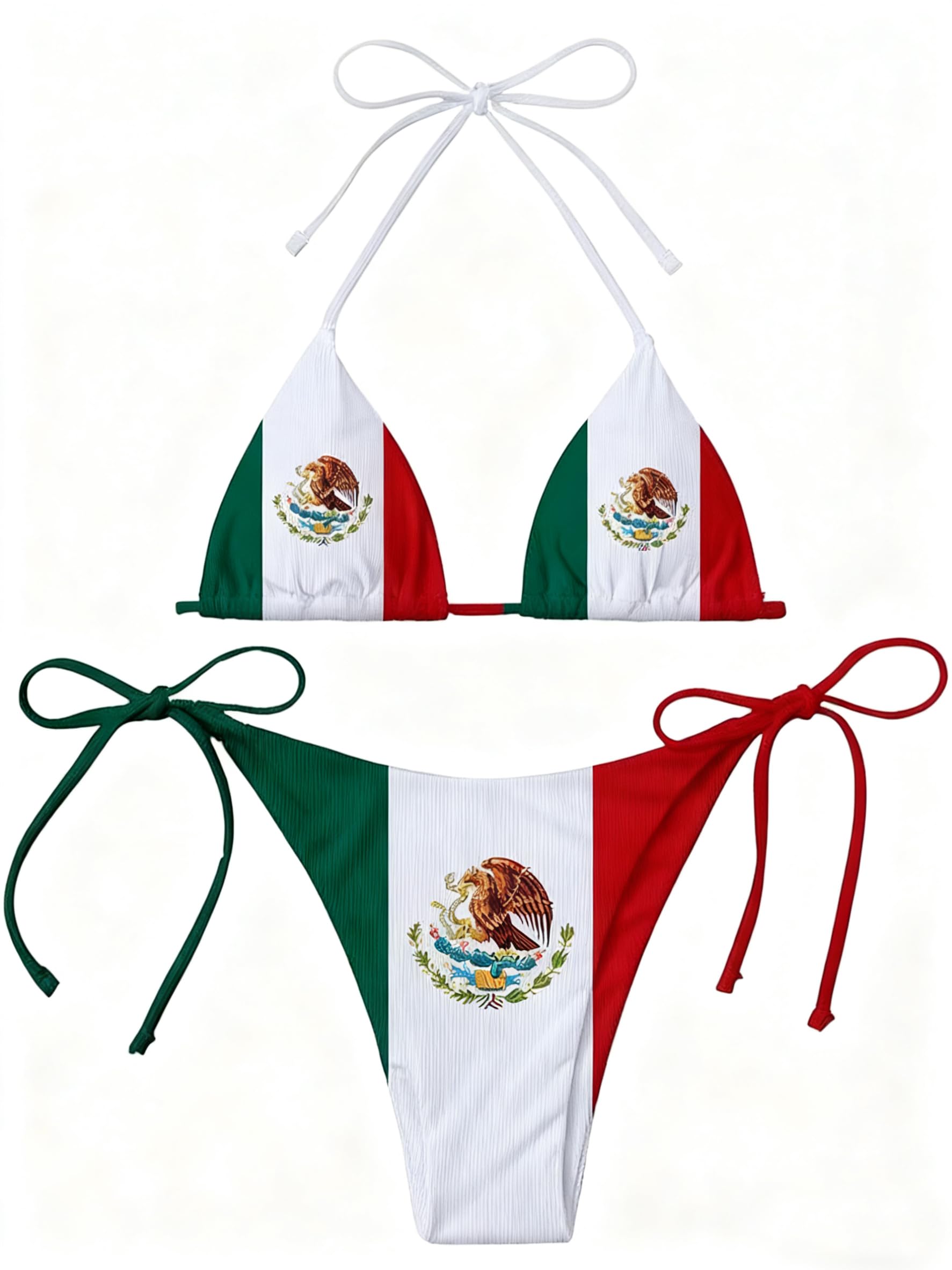 Mexico Flag Women Micro Sexy Bikini Bra Set Summer Beachwear Sexy Beach Two Pieces Bathing Suits Swimwear