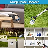 Vista 2 de Herramienta de agarre para alcanzar objectos, 32 pulgadas, para personas mayores, ligera, extralarga, práctica, pinza/herramienta de ayuda para Azul