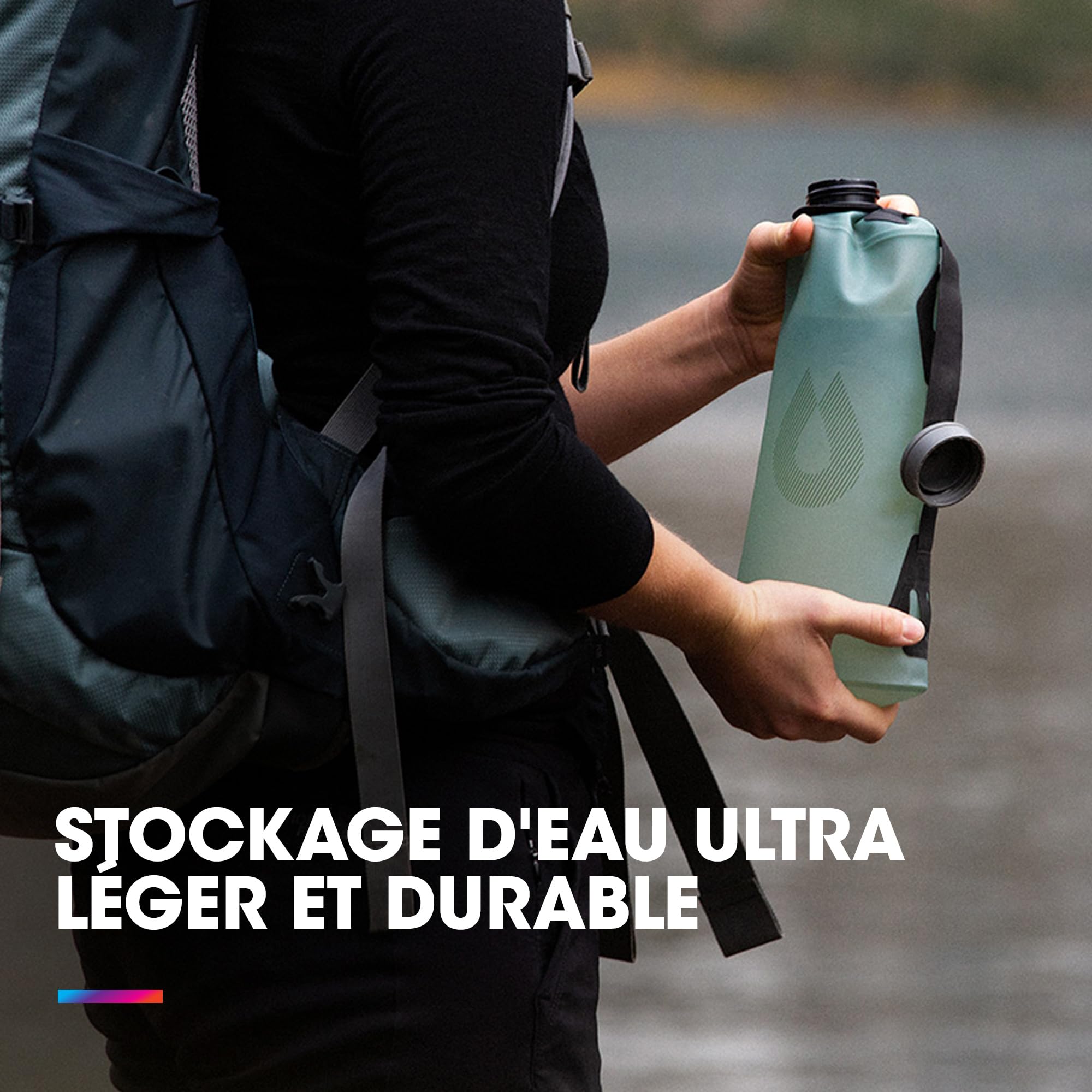 HydraPak Force (Serbatoio d'Acqua Ultra-Durevole) - Serbatoio per Zaini Idratazione, 3 Litri, Tubo Isolato, Sicuro e Affidabile - Sutro Green