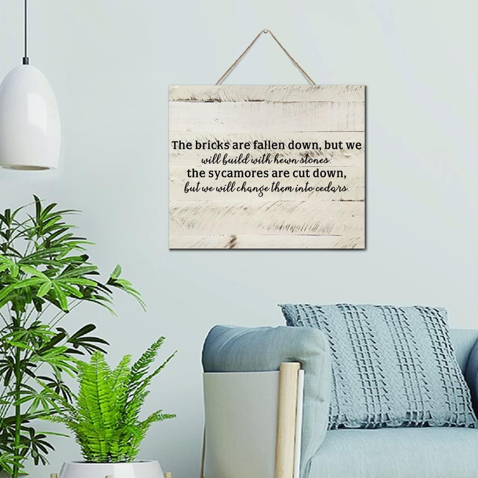 The Bricks Are Fallen Down, But We Will Build with Hewn Stones Rustic Wall Décor Established Wood Sign 10x12 Inch Decorative Wall Art Wood Plaque with Sayings Home Decor for Living Room Office
