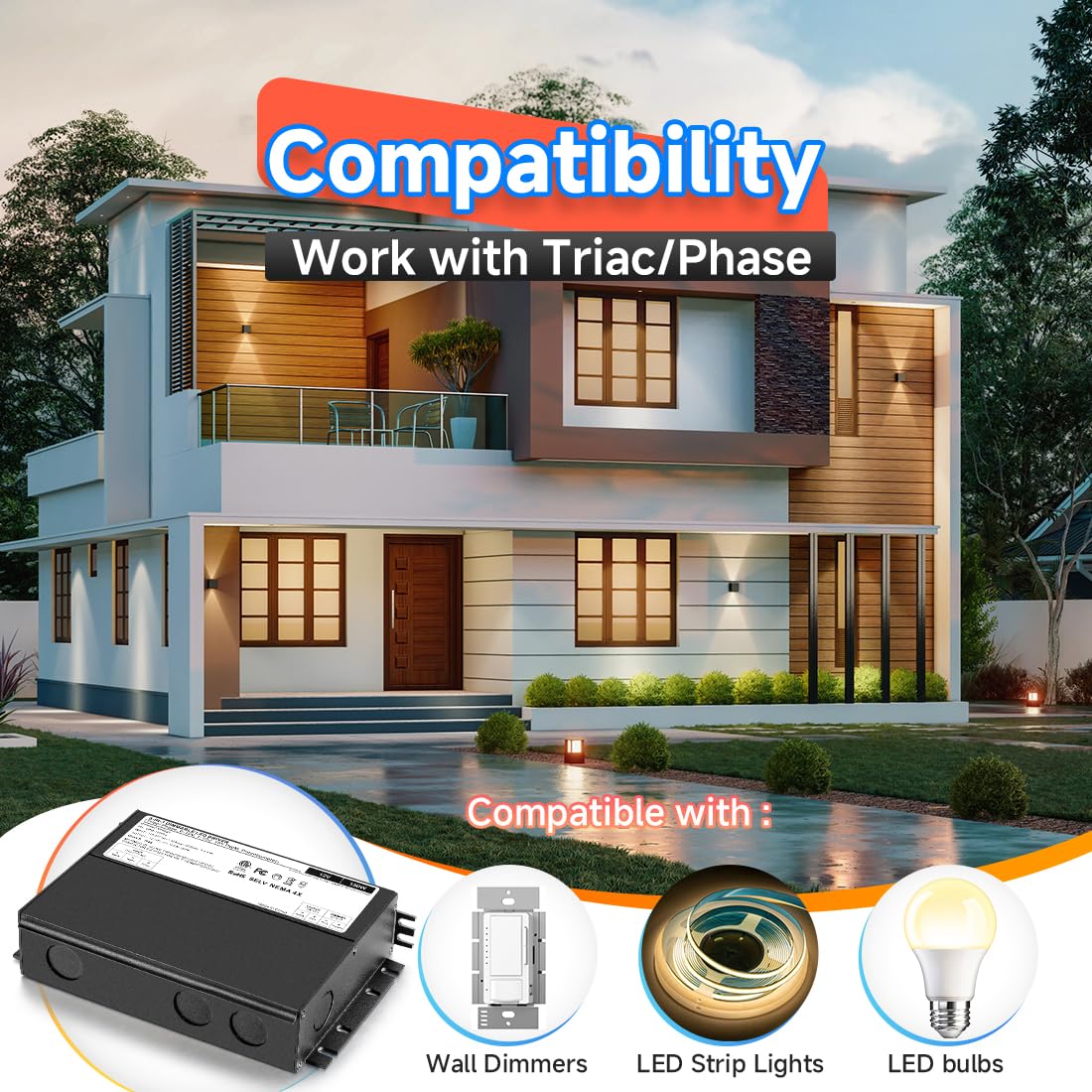 BTF-LIGHTING 150W Dimmable LED Driver Power Supply 12VDC Transformer,5-in-1 | (ELV/MLV,Potentiometer,TRIAC,PWM,0-10V,1-10V) Input AC110V-277V,ETL Listed to UL8750,Class2,Class P,FCC,IP65 For LED Strip