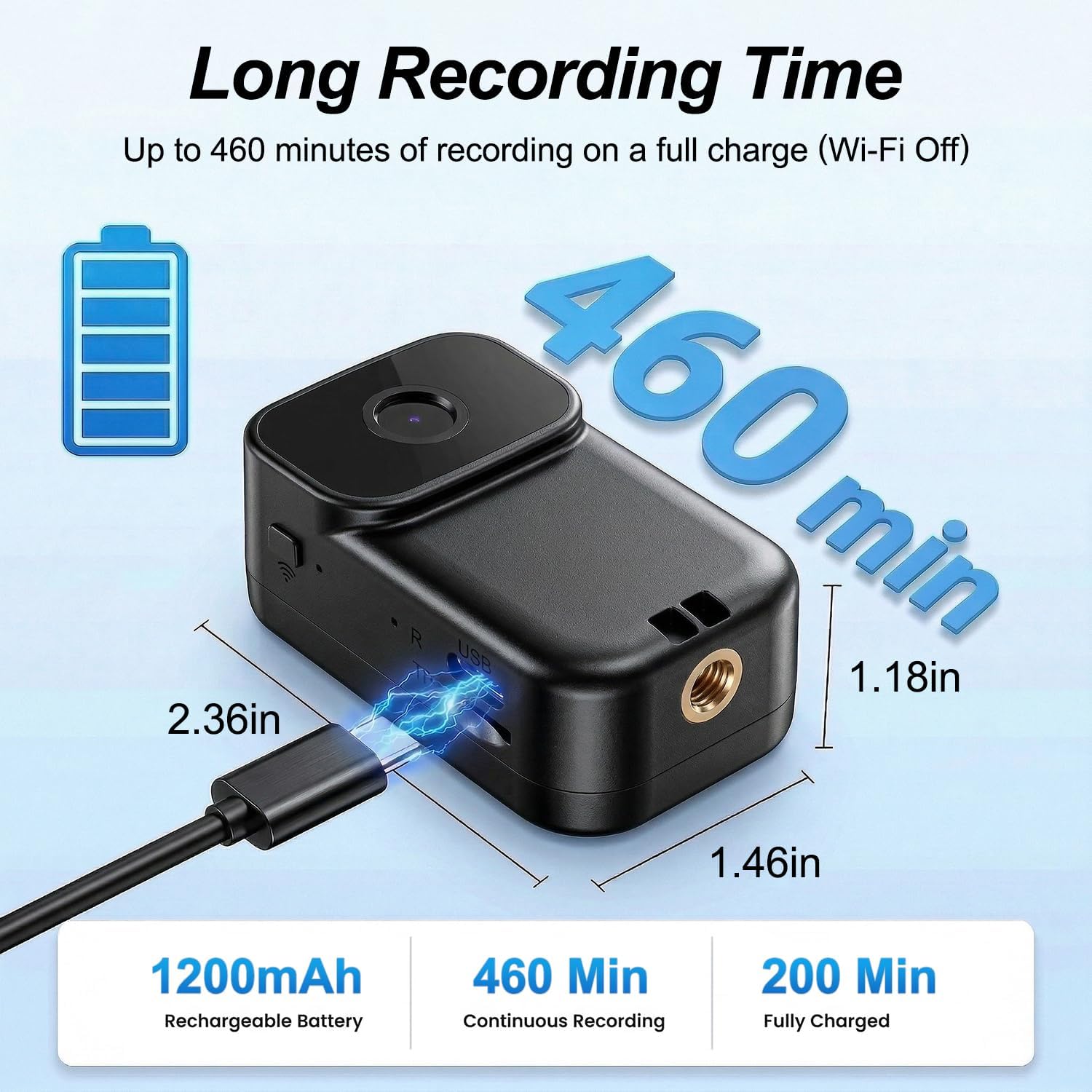 AEZ Body Camera with Audio & Video Recording, 1080P HD Wearable POV Camera with Night Vision, 460-Min Battery, WiFi App Control, Portable Action Camera for Vlogging Travel Work Security (No SD Card)