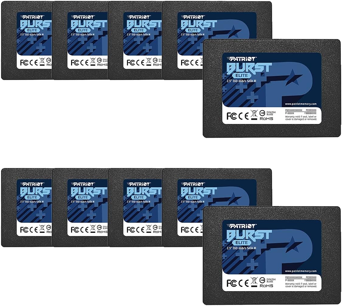 Patriot Burst Elite SATA 3 480GB SSD 2.5" Solid State Drive - 10 Pack