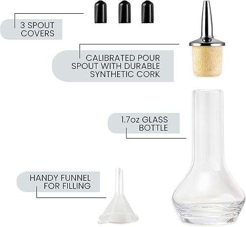Miniatura 3 de A Bar Above Bitters Bottle - Botellas de vidrio pequeñas de diseño clásico para añadir amargos para cócteles con boquilla de acero inoxidable y