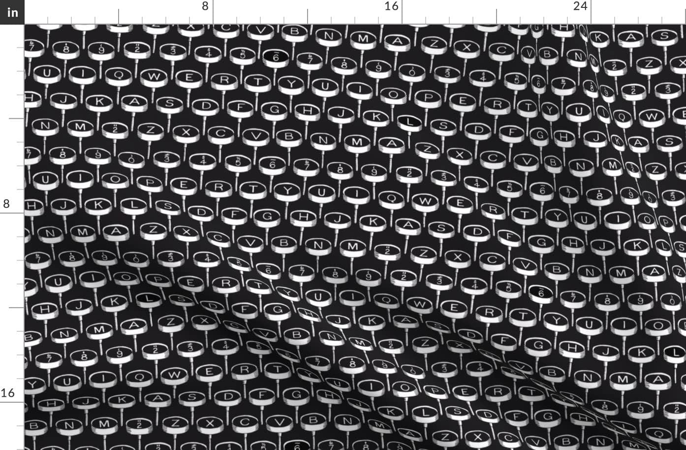 Spoonflower Fabric - Typewriter Black Keys White Numbers Letters Vintage Teacher Mid Printed on Organic Cotton Sateen Fabric by The Yard - Sewing Quilting Apparel Home Decor