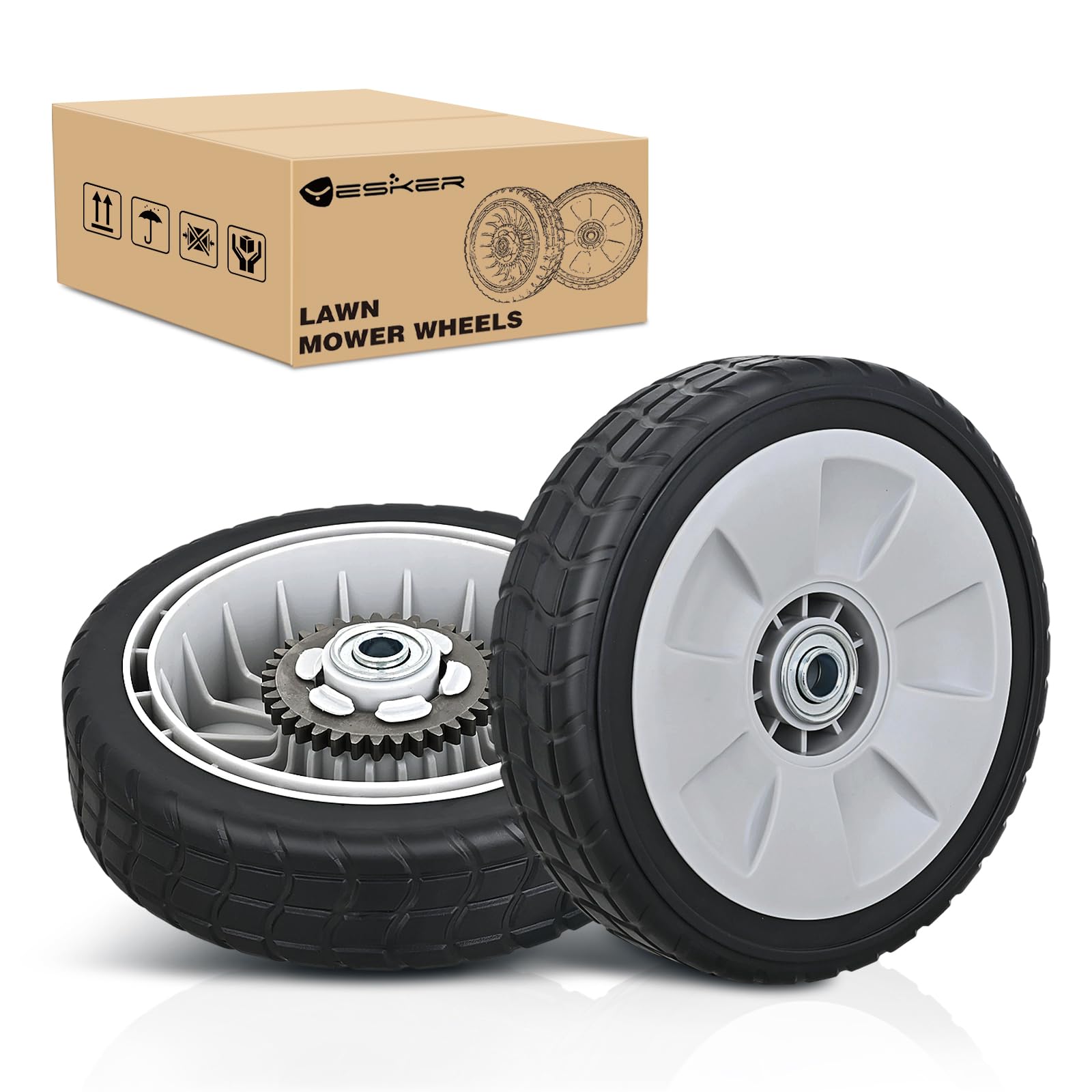 Yesker Lawn Mower Drive Wheels Replacement 8 Inch 42710-VE2-M02ZE Assembly, Honda Lawnmower Rear Wheels Compatible with HRB215 HRB216 HRB217 and More Similar for Self-Propelled Walk-Behind, 2-Pack