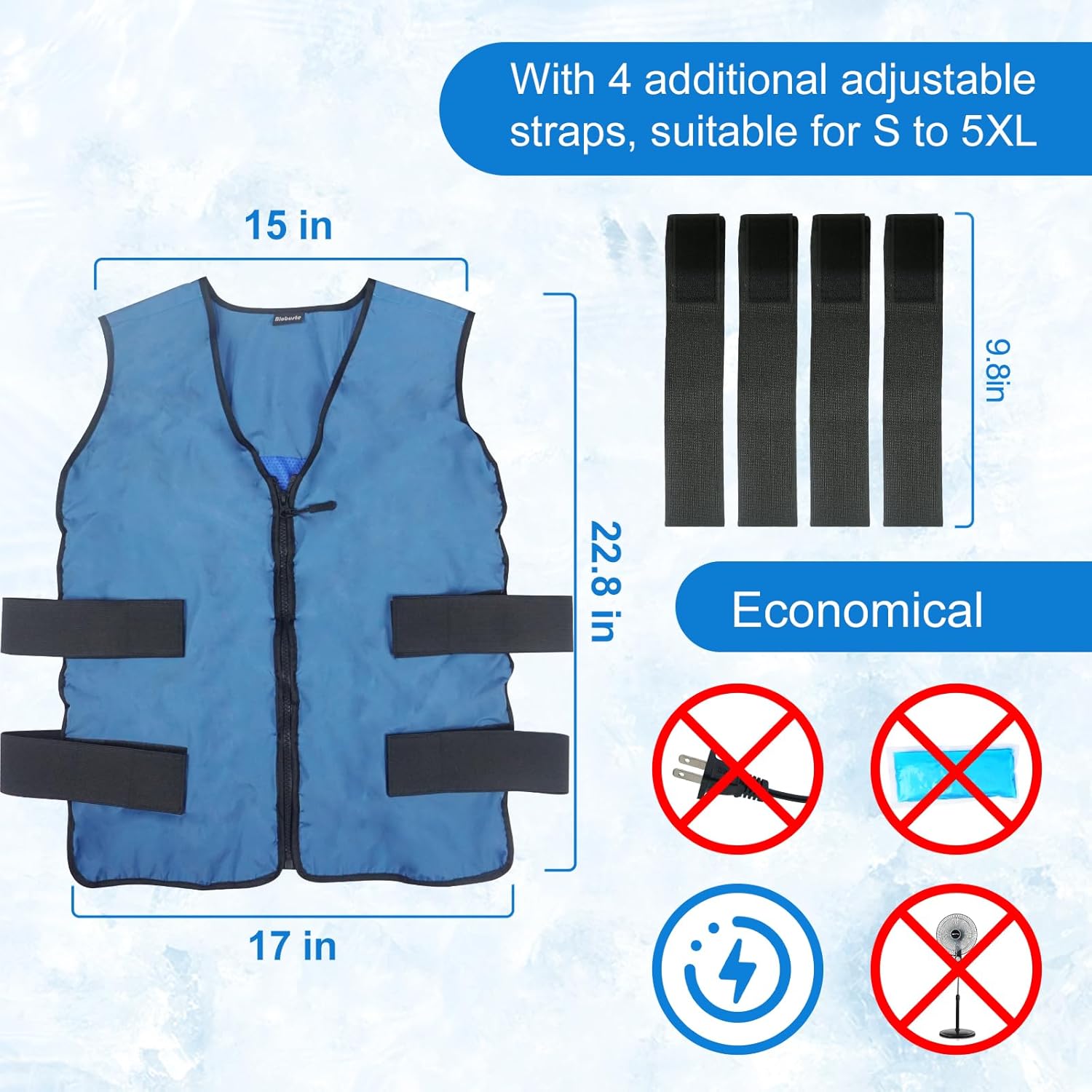 Blobuste Cooling Vest with Ice Packs, Adjustable Reusable Ice Cell Jacket for Men Women, for Outdoor Sports, Work, Hiking