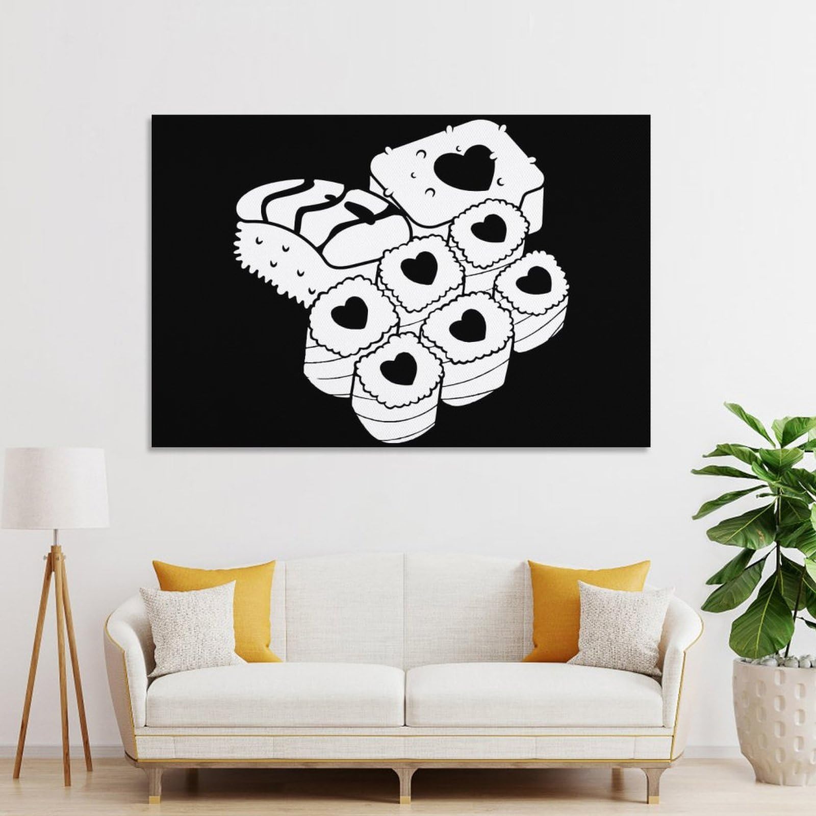 Junmoney Sushi Love Canvas Wall Decor, 24x36inch(60x90cm), for Home Lounge, Bedroom Or Reading Nook, Modern Wall Decor for Cosy Interiors