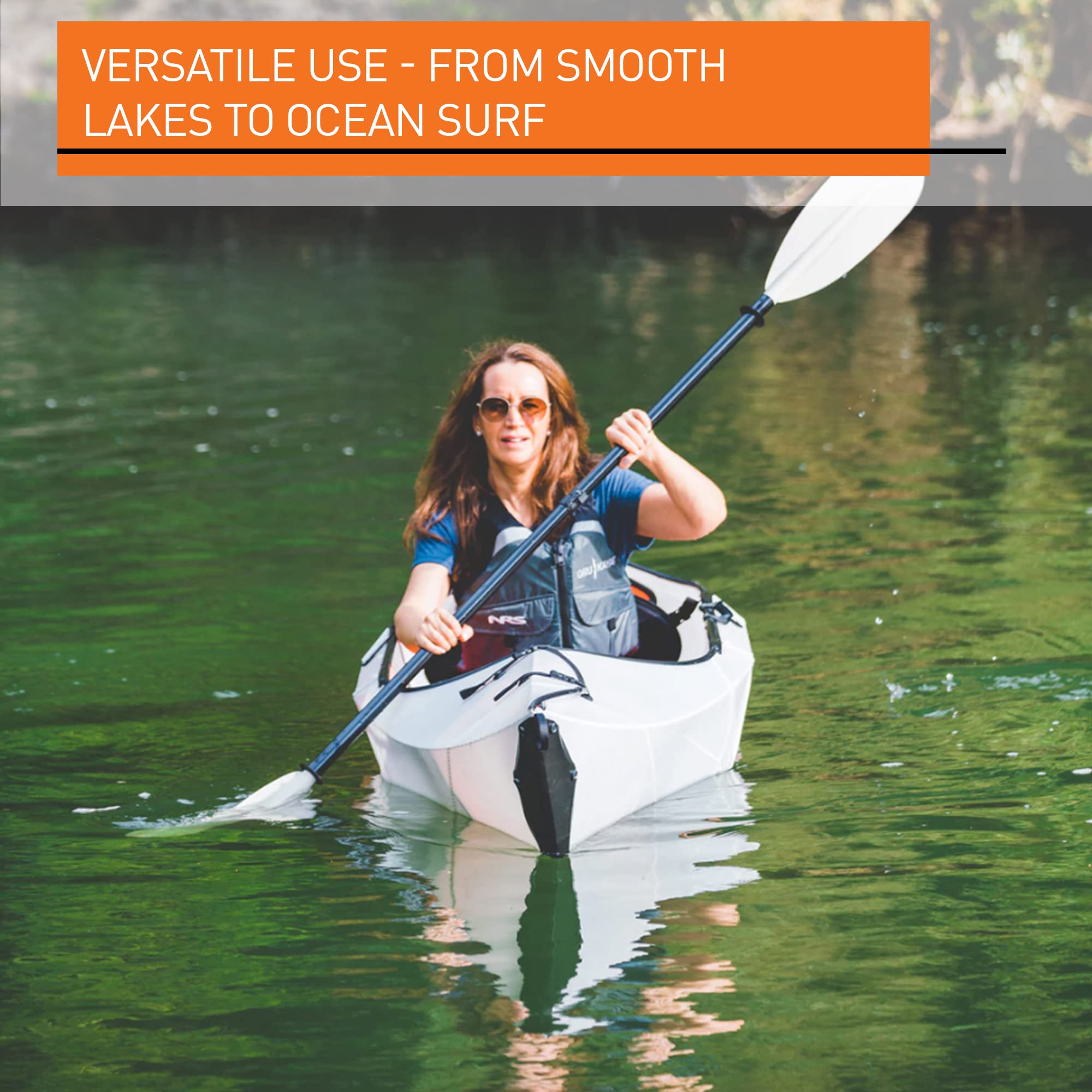 Oru Kayak Faltbares Kajak Inlet – Stabil, langlebig, leicht – Freizeitpaddeln auf Seen und Flüssen – Anfänger, Intermediär - Größe (aufgebaut): 290 x 76 cm, Gewicht: 9,1 kg