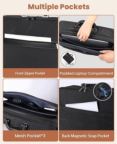Miniatura 5 de Jetviivid Maletín para laptop para hombres 15.6 pulgadas, bolsa de portátil ligera, bolsa de trabajo de negocios, funda de transporte para