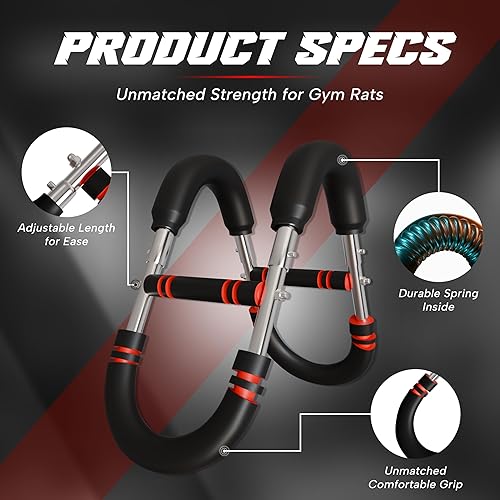 Miniatura 7 de Twister - Entrenador de brazo para hombres y mujeres, equipo de entrenamiento ajustable de pecho de 30 a 120 libras, con 4 resortes y póster de