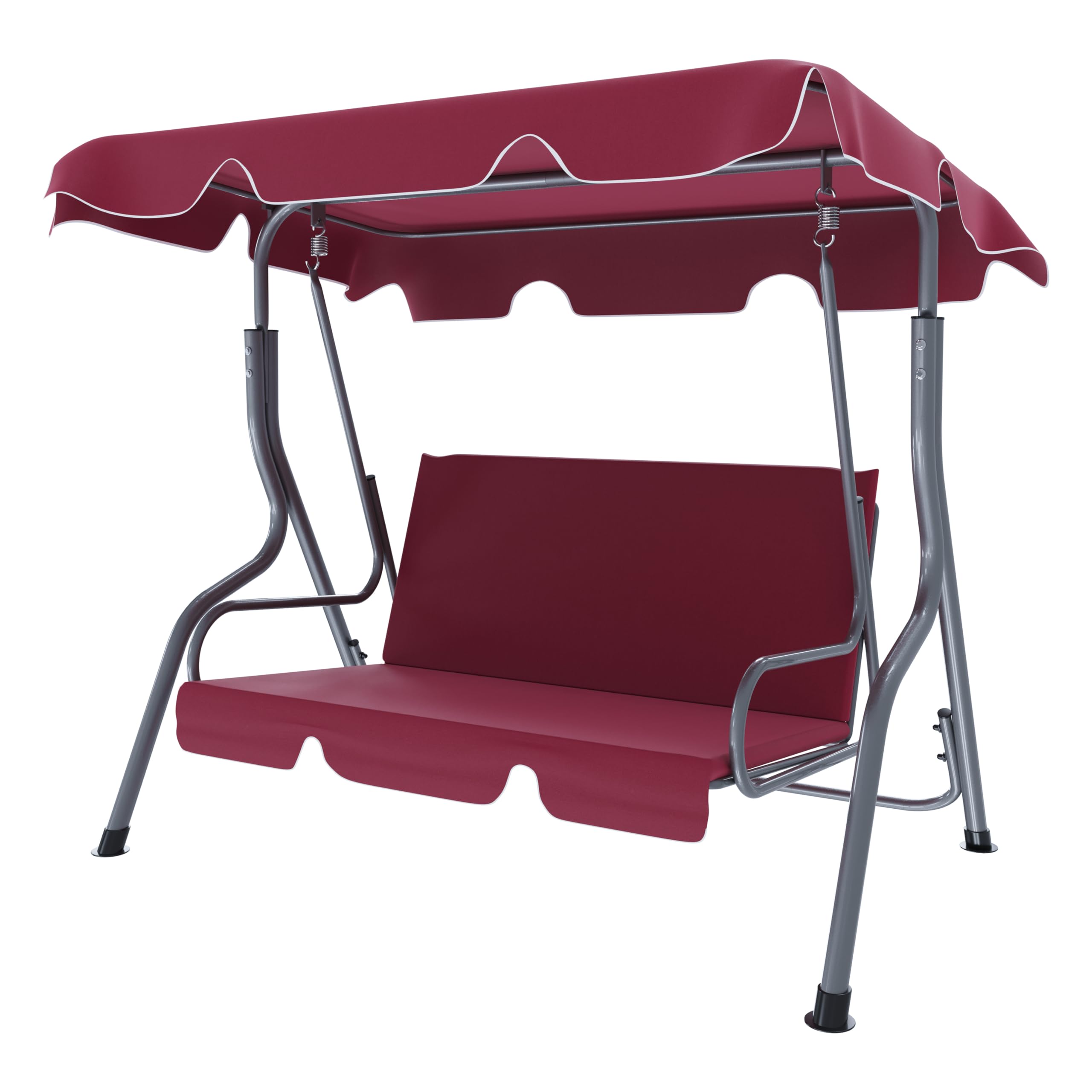 Arreditaly Dondolo 3 Posti Con Tettuccio Parasole Regolabile Cuscini Imbottiti Struttura Robusta In Acciaio Verniciato Da Esterno Giardino Balcone Terrazzo Piscina 170 x 110 x 153 Cm (Rosso Bordeaux)