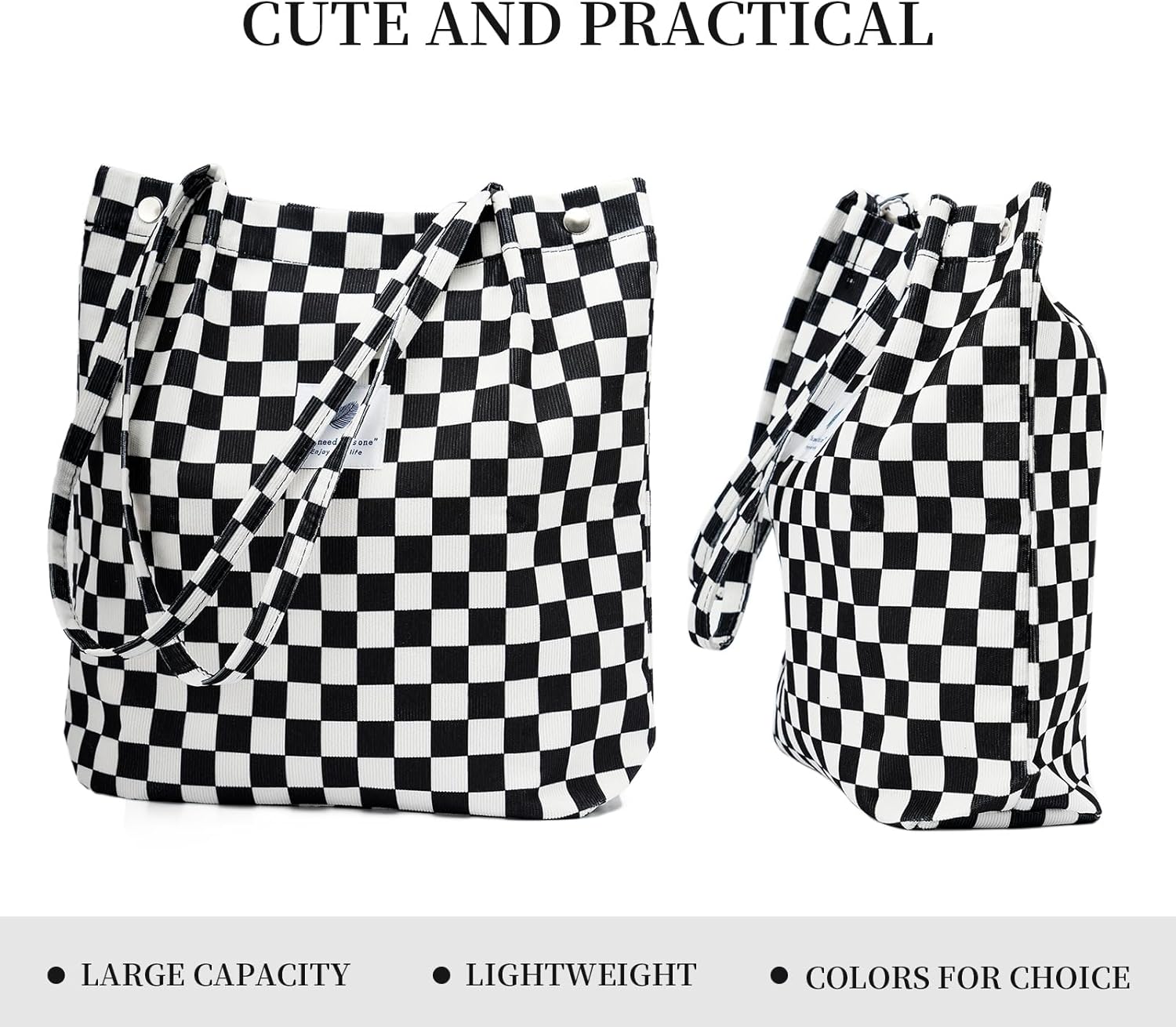 Cute Corduroy Tote Bag Canvas Shoulder Handbags for Women Travel Shopping - Image 4