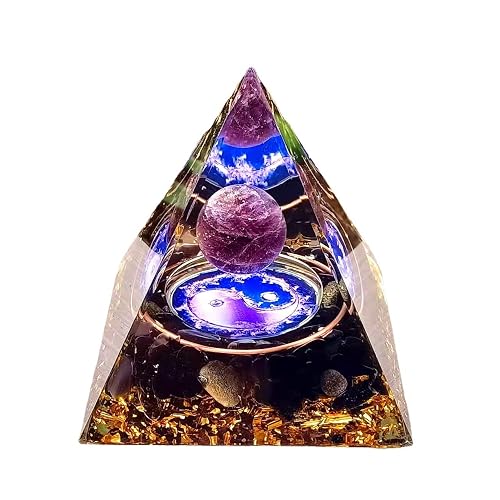 Ogan Pyramid, Obsidian Amethyst Energy Natural Protection Stone, Taichi Negative
