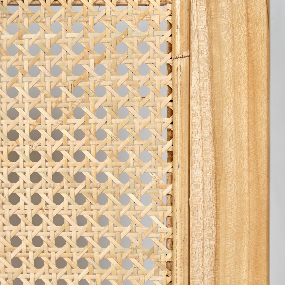 Meubletmoi Cabecero de Madera Maciza con Cannage de Ratán L. 160 cm – Estilo natural y exótico – Bruno