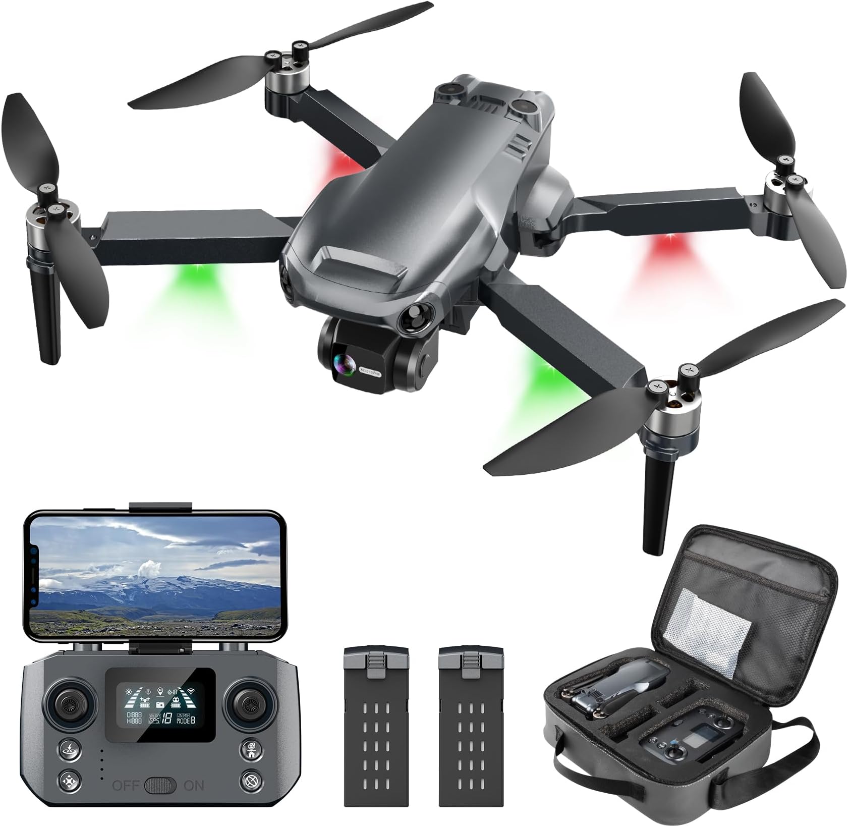 Drone with 4K Camera RC Quadcopter for Adults, 1640ft Long Range Video Transmission, 3-Axis Gimbal, 46Mins Flight Time GPS Auto Return and Follow Me, Circle Fly, Waypoint Fly, Altitude Hold