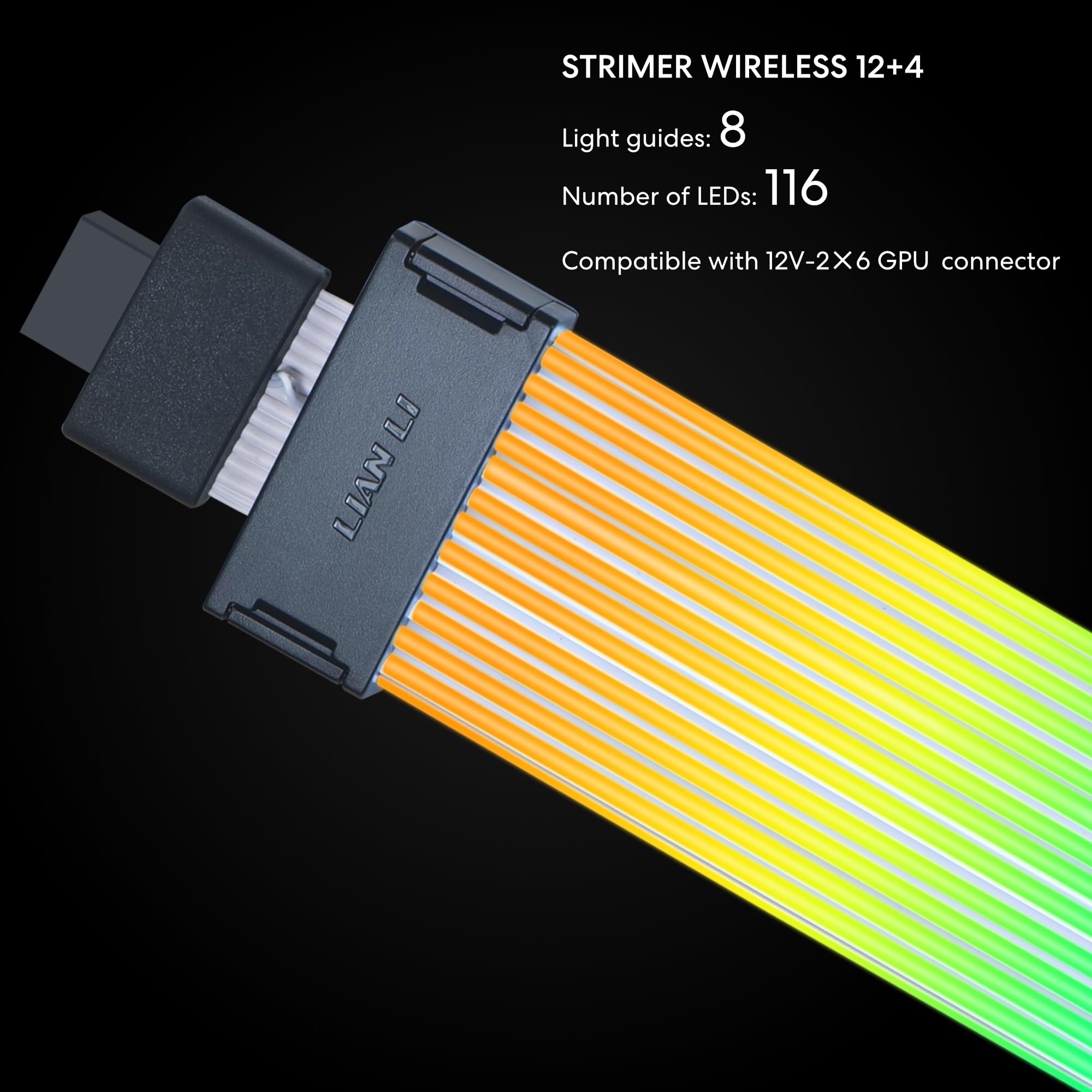 Lian Li Strimer Wireless 16 Pin (PW16-81W) - Addressable RGB Power Extension Cable - 2.4 GHz Wireless Control with 370mm; 14.56 Inch Length - Wireless Controller NOT Included & Required