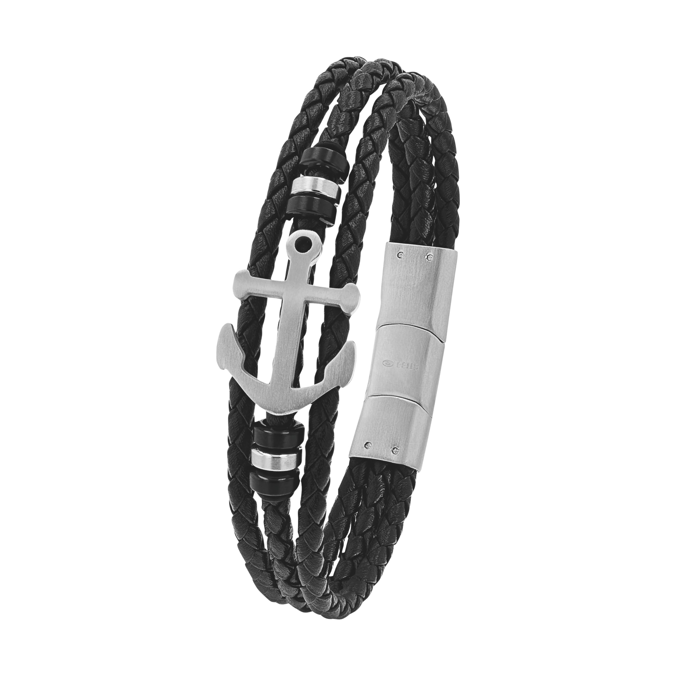 Tom Tailor Identarmband für Herren, Edelstahl, 20+1,5 cm, schwarz, Anker-Anhänger, Geschenkidee, Armschmuck, Herrenschmuck, 2100696