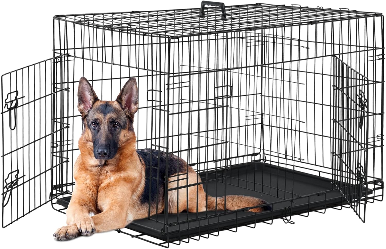Infmagic Dog Crate, Metal 48Inch Large Dog Crate Double Door