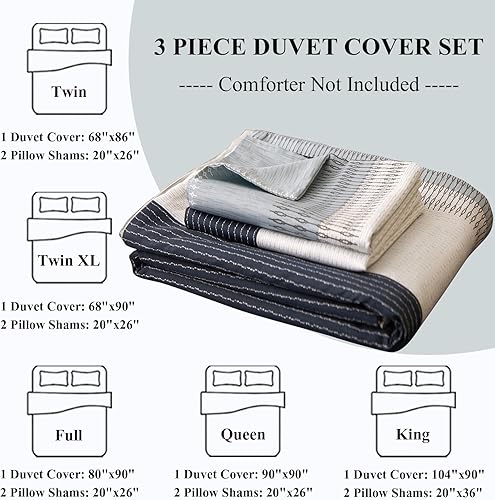 Miniatura 5 de Funda de edredón a rayas para niños, Funda de edredón tamaño individual diseño geométrico a rayas, Juego de funda de edredón de estilo moderno a