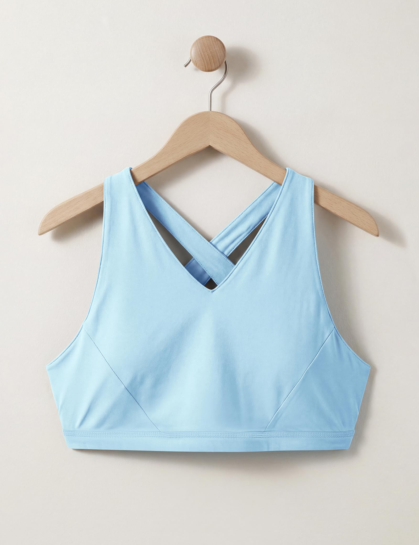 Reggiseno sportivo da donna a doppio strato incrociato sulla schiena, supporto medio, non imbottito, scollo a V, top da palestra, traspirante, elasticizzato, per yoga, pilates e allenamento