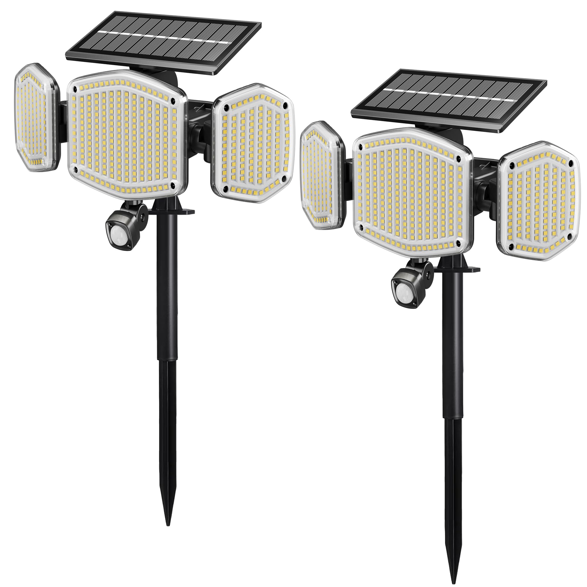 Luci Solari Esterno 426 LED Lampada Solare Super Luminosa, Sensore di Movimento, 3 Modalità, IP65, 6500K Bianco Freddo, Faretti Solari di Sicurezza per Cortile, Patio, Vialetto, Alberi (2)