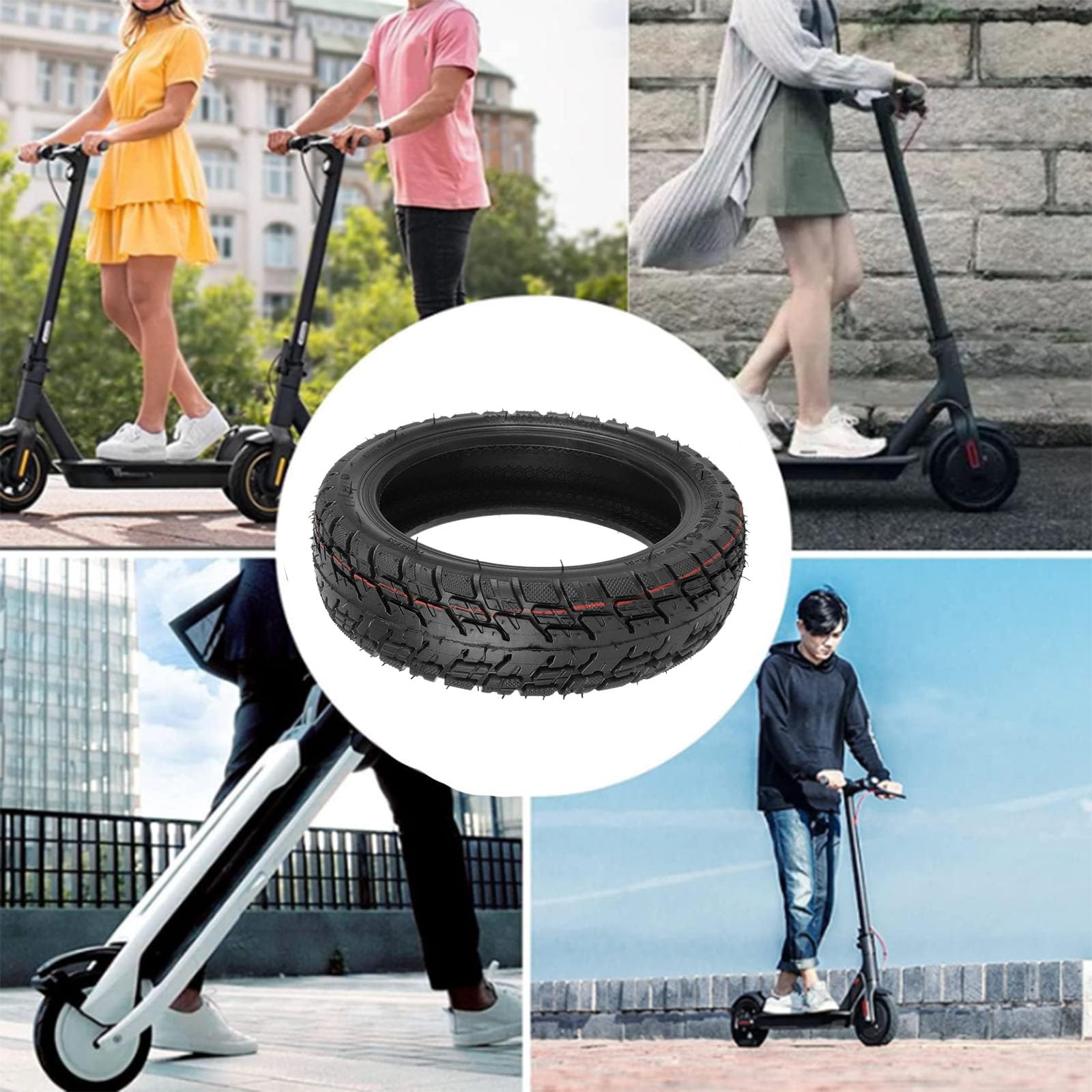 Pneu de Scooter Tout-Terrain sans Chambre à air 50/75-6.1 8 1/2X2 Roues Avant et arrière de Remplacement Pneu sans Chambre à air de 8,5 Pouces pour Scooter de 8,5 Pouces Remplacement sans Chambre à a